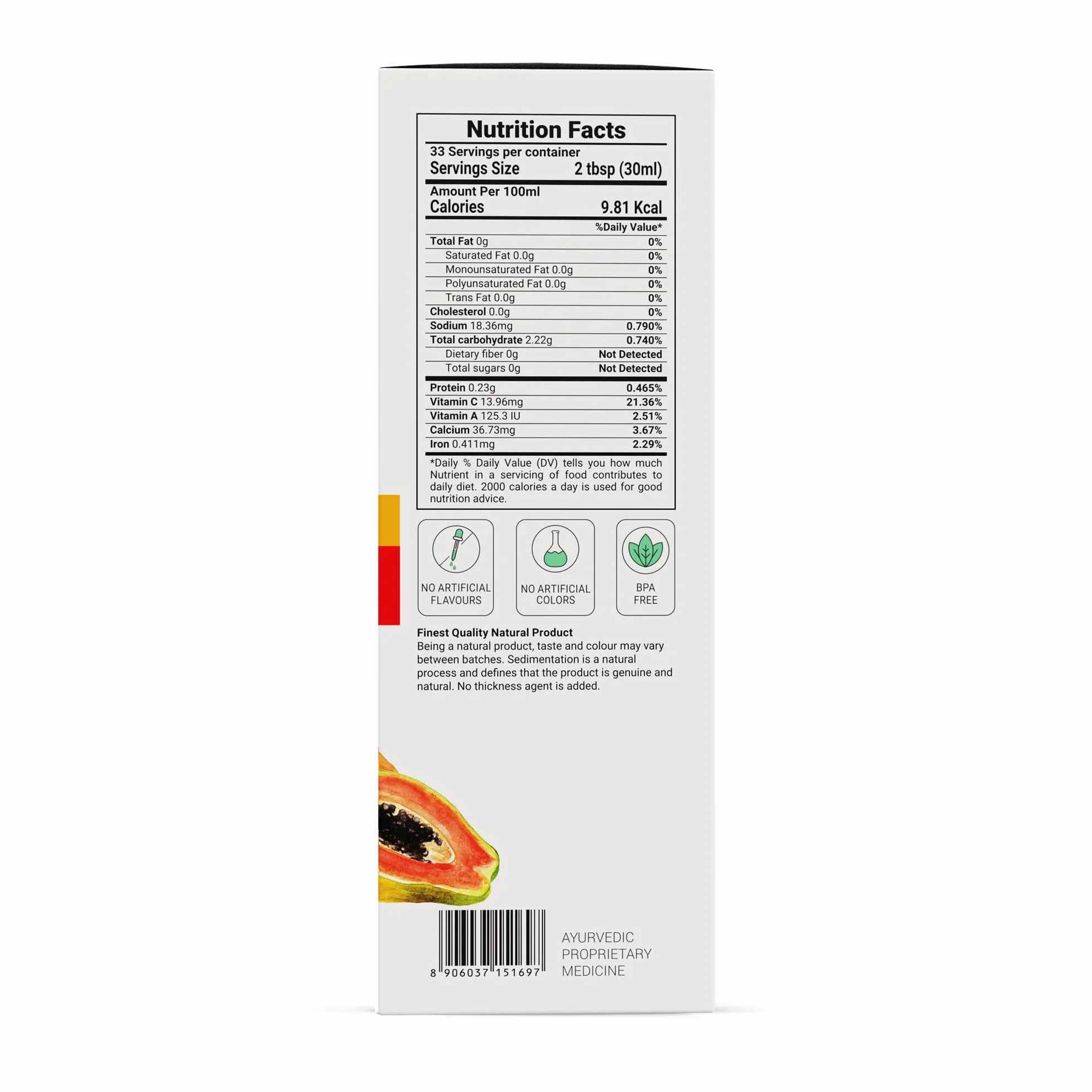KRISHNA'S HERBAL & AYURVEDA Sok z liści papai 1000 ml Świeże liście papai
