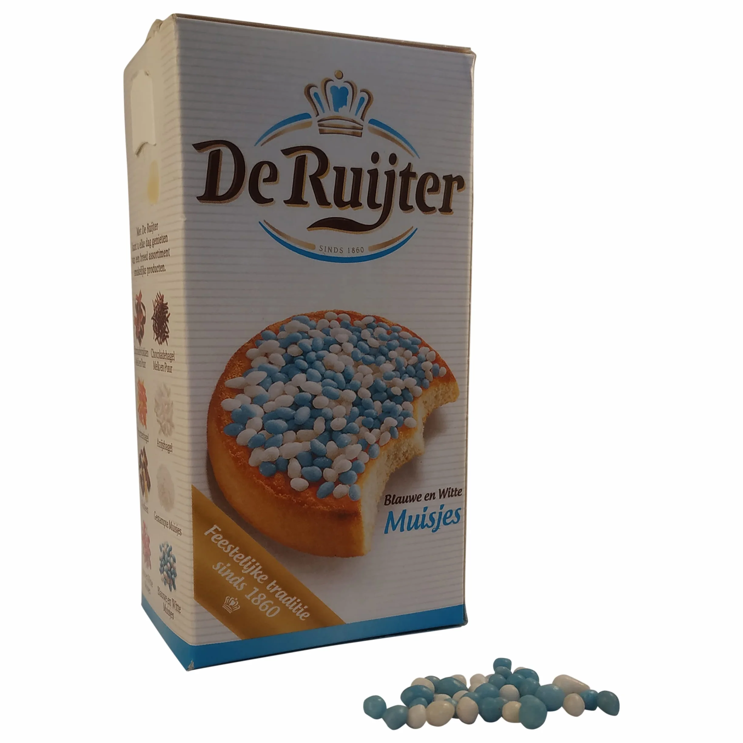 De Ruijter Biało-niebieskie posypki Blauwe en Witte Muisjes 280 g