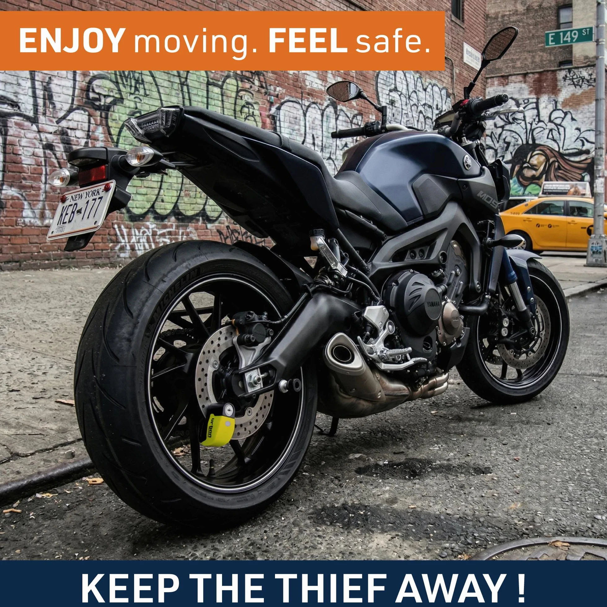 Urban UR6 Blokada Dysku z Alarmem Motocyklowy Alarm Przeciwkradzieżowy 120 dB, 6 mm