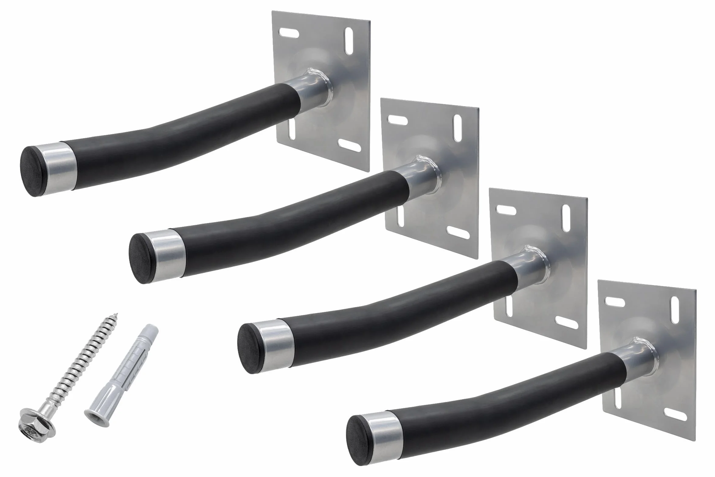 Autoreifen-Wandhalter-Set für 4 Felgen mit Schrumpfschlauch-Überzug - Autoreifen Halter - Autorad Wandhalterung - bis 50kg je Felgenhalter für Wandmontage inkl. Befestigungsmaterial