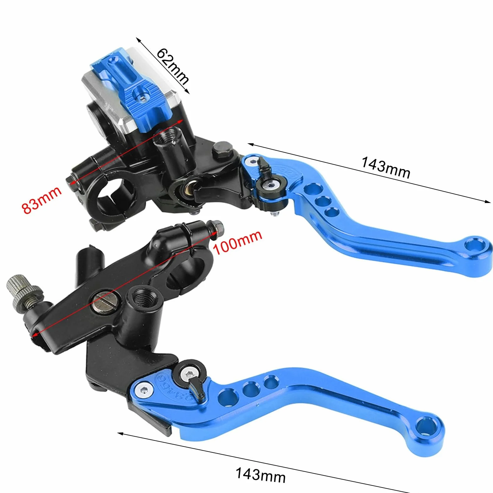 Dźwignia hamulca motocyklowego, uniwersalny motocykl 1 para 7/8" (22 mm) hamulec kierownicy ATV główny cylinder sprzęgła dźwignie zbiornika (niebieski)