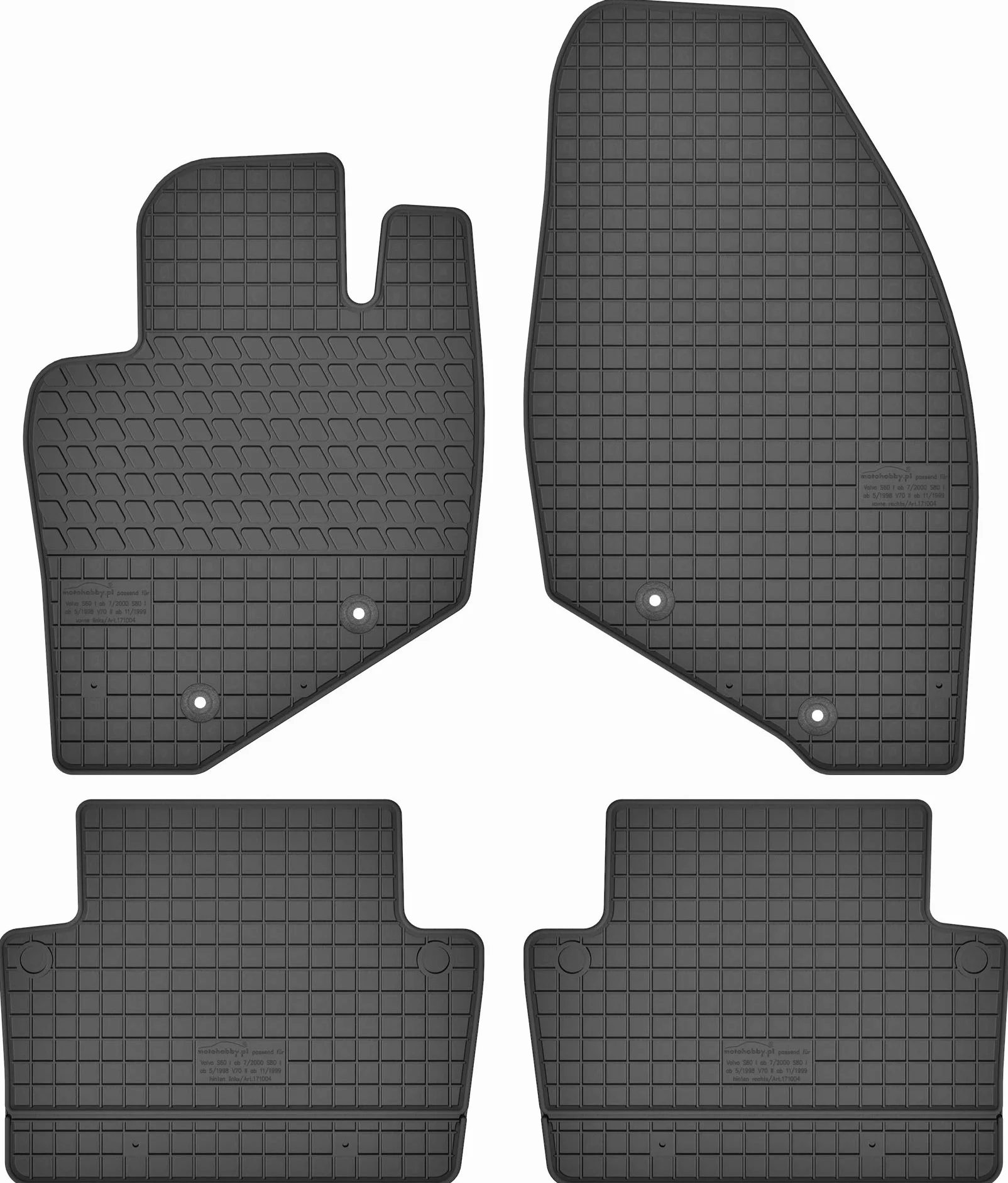 Gumowe dywaniki samochodowe dedykowane do Volvo S60 I (2000-2009) / S80 I (1998-2006) / V70 II (2000-2007)