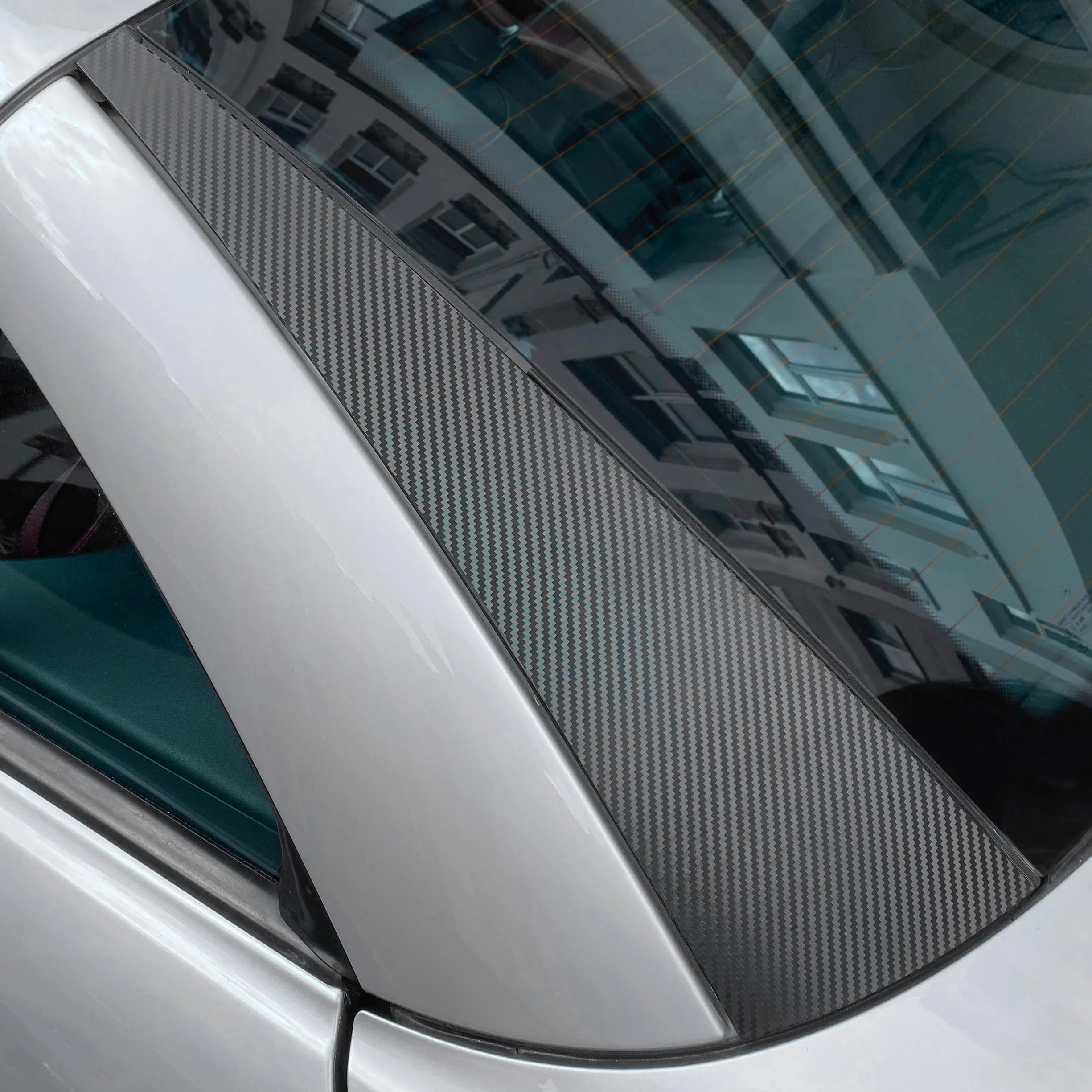 CAVERZ Smart-Repair Design zestaw do Mercedes SL R230 osłona kolumny C, listwa ozdobna, osłona tylnej listwy z PCW (czarny, wysoki połysk)
