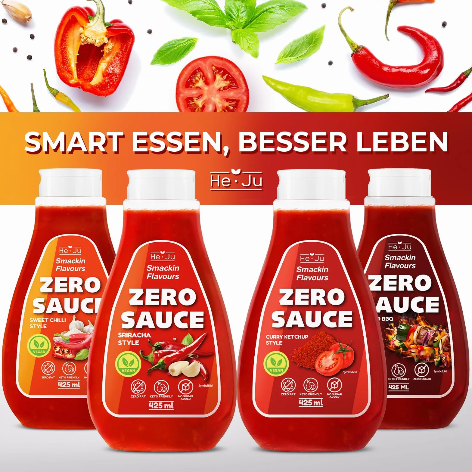 Zero Sauce Curry Ketchup, 1x 425ml sauce light, sans graisse et sans sucre ajouté, végétalien et sans gluten, adapté au régime céto (425 ml (1 paquet), Curry Ketchup Style)