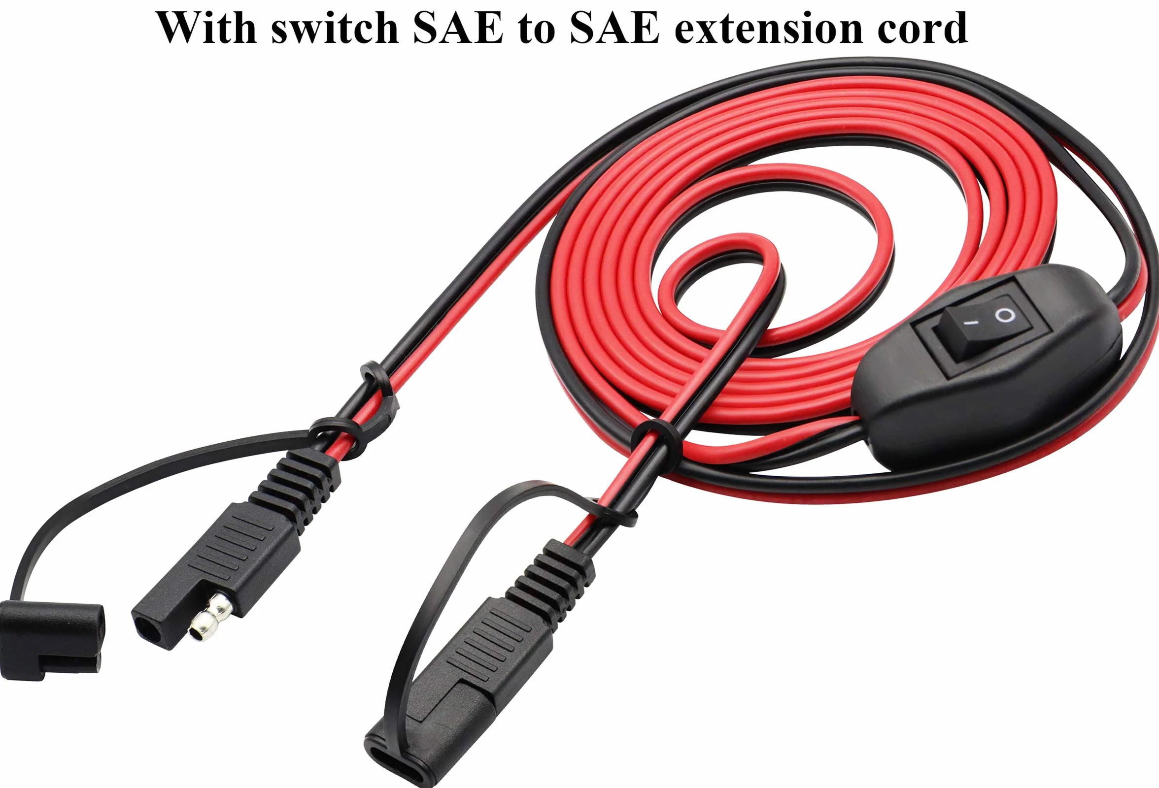SAE Przedłużacz 16 AWG, wiązka przewodów 12 V-24 V DC, z przełącznikiem, szybkie połączenie/odłączanie, kabel zatrzaskowy do motocykla, samochodu, przyczepy kempingowej, paneli słonecznych