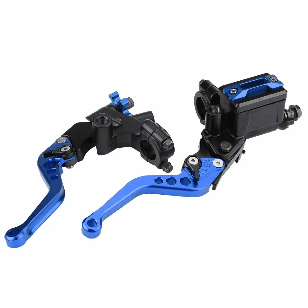 Dźwignia hamulca motocyklowego, uniwersalny motocykl 1 para 7/8" (22 mm) hamulec kierownicy ATV główny cylinder sprzęgła dźwignie zbiornika (niebieski)