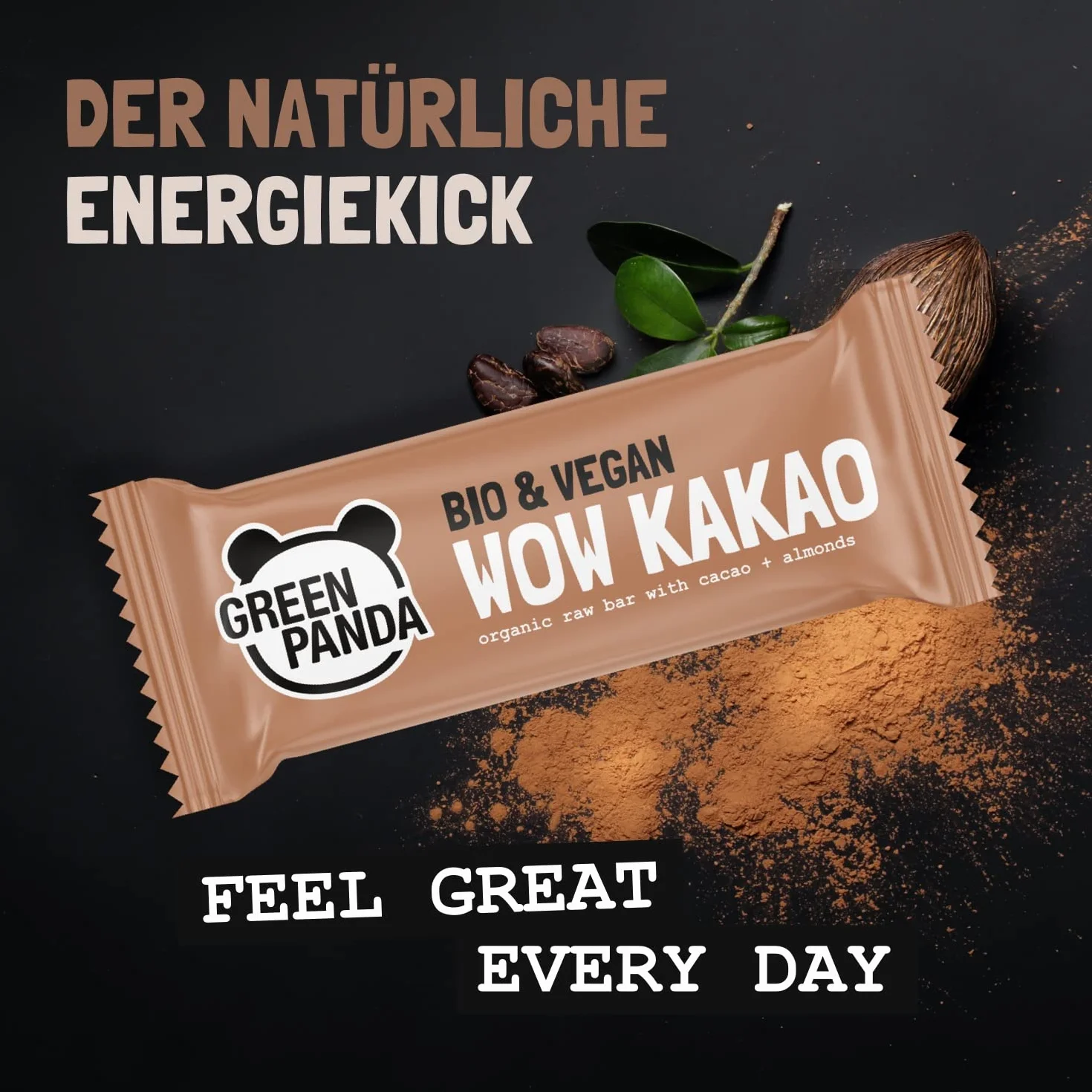 GREEN PANDA Wegańskie kakao batonik orzechowy bez dodatku cukru 100% ekologiczne 12 x 30 g