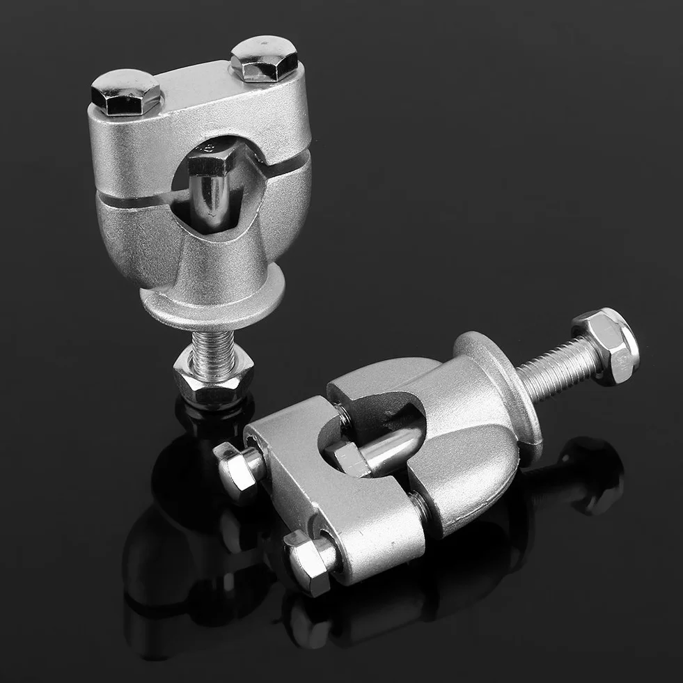 7/8 22 mm Zacisk do montażu na kierownicy, 2 szt./para uniwersalne srebrne podnóżki zaciskowe na kierownicę do motocykla Dirt Bike ATV uchwyt motocyklowy