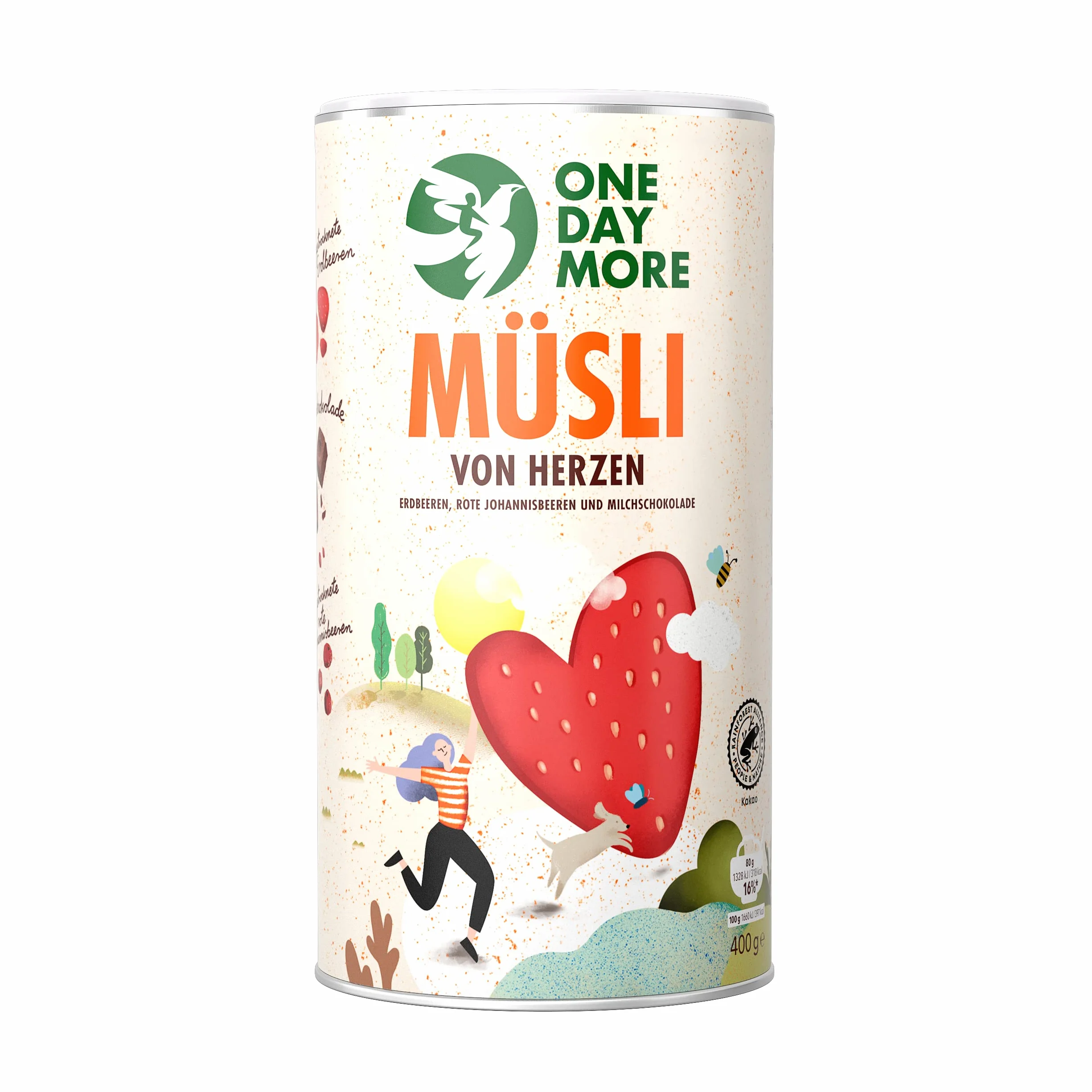 OneDayMore Płatki Owsiane Od Serca 400 g Bez Cukru i Soli Naturalne