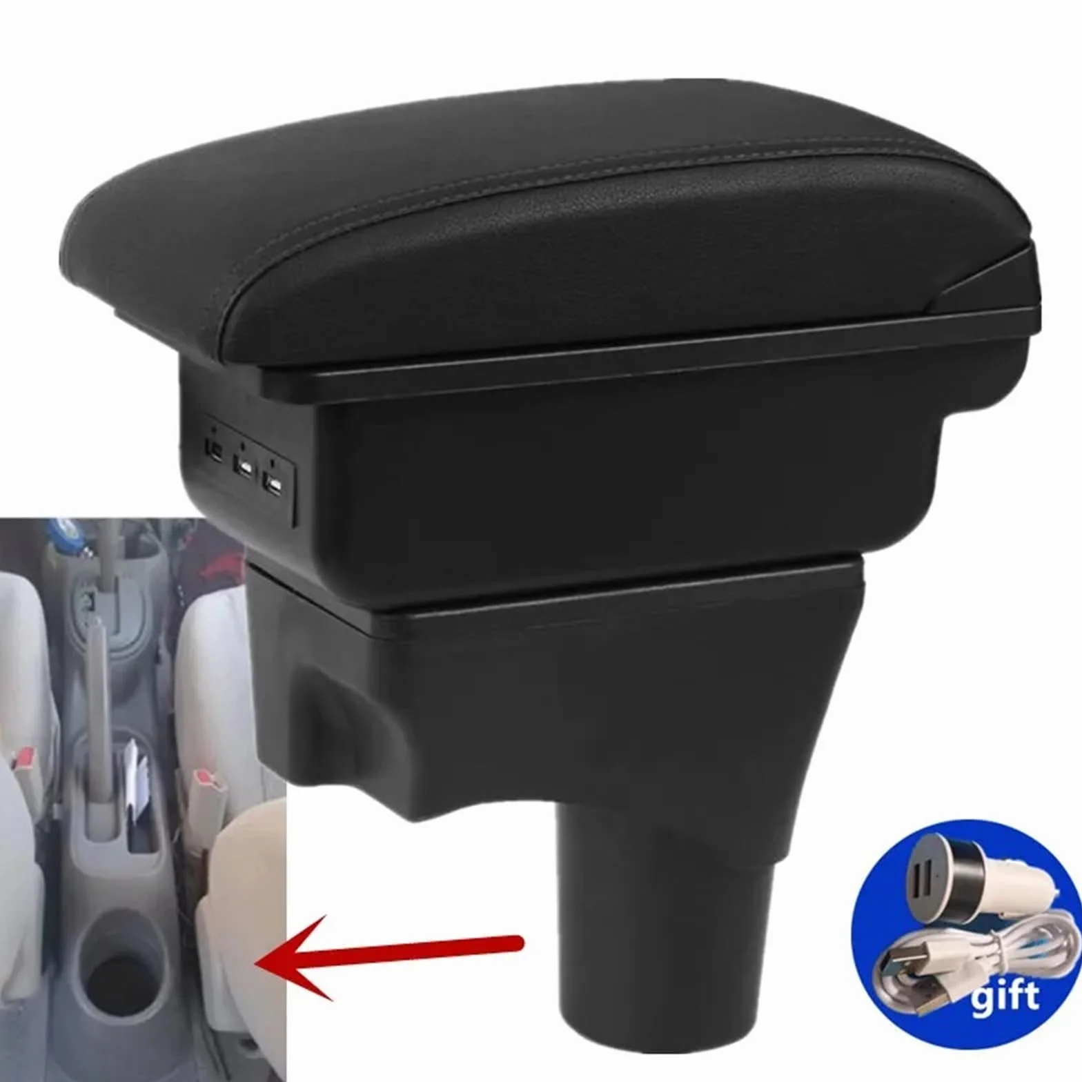 Armsteun Richter Bush Pasuje Do Nissan March Micra K13 Podłokietnik Box Pasuje Do Nissan Sunny Car Podłokietnik Ramię Schowek Części Do Modernizacji Akcesoria Samochodowe(B1 white line 3USB)