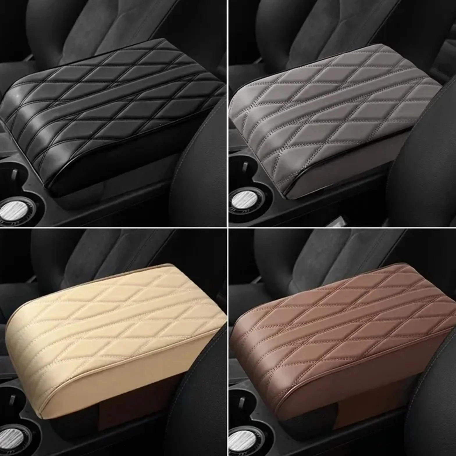 Armsteun Richter Bush Mata Podłokietnika Samochodowego Ze Skóry PU, Podłokietnik Konsoli Środkowej, Poduszka Ochronna, Podłokietnik Samochodowy, Schowek, Pokrowiec(Armrest brown)