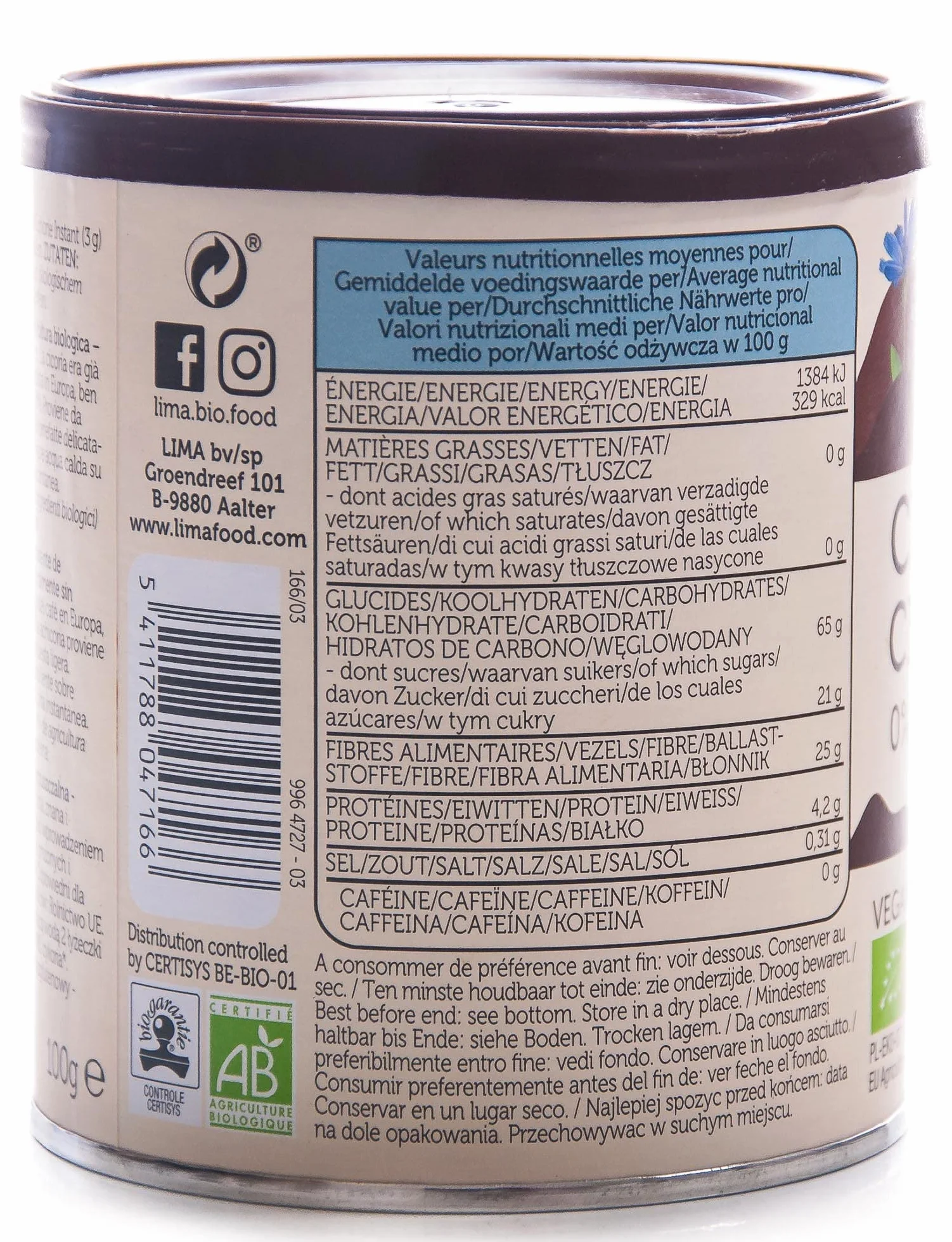 Lima Cicoria 0% Caffeine Kawa Rozpuszczalna, 100 g
