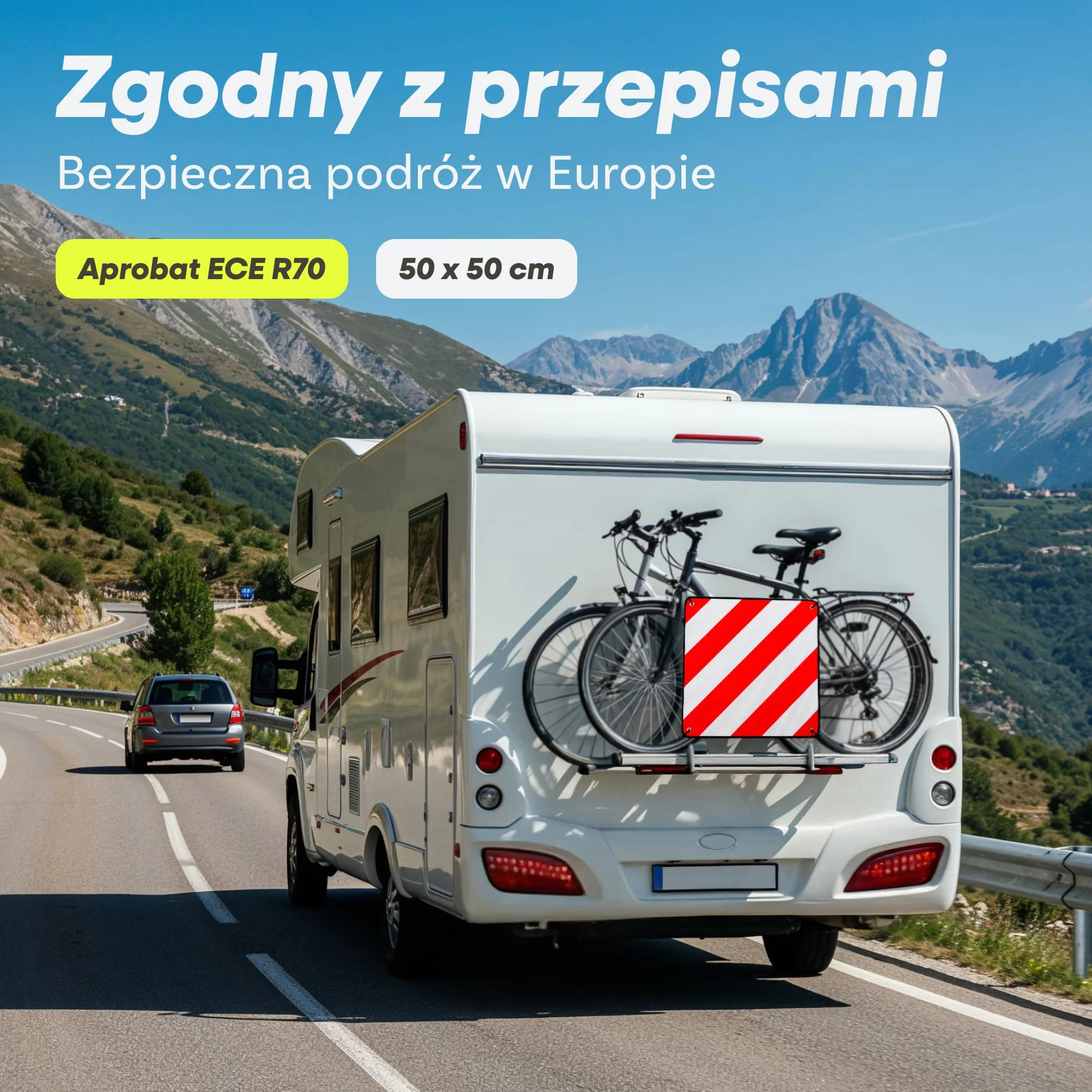 Prowiste Tablica ostrzegawcza na bagażnik rowerowy 50×50 cm Aluminium ECE R70