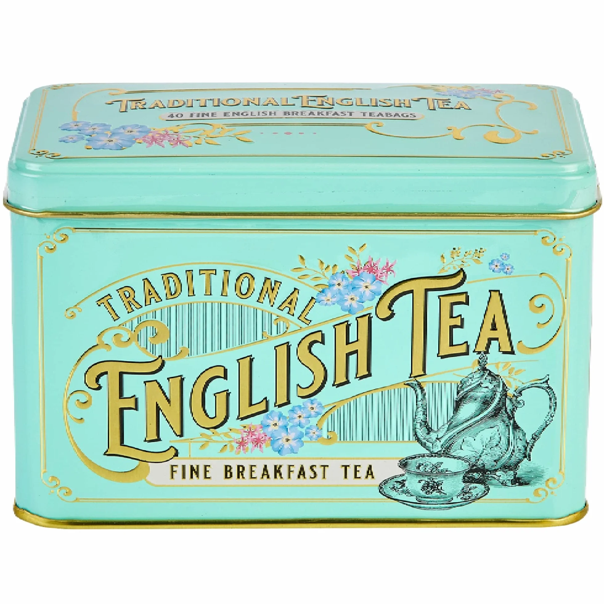 New English Teas Vintage wiktoriańska puszka na herbatę z 40 angielskimi saszetkami do herbaty na śniadanie