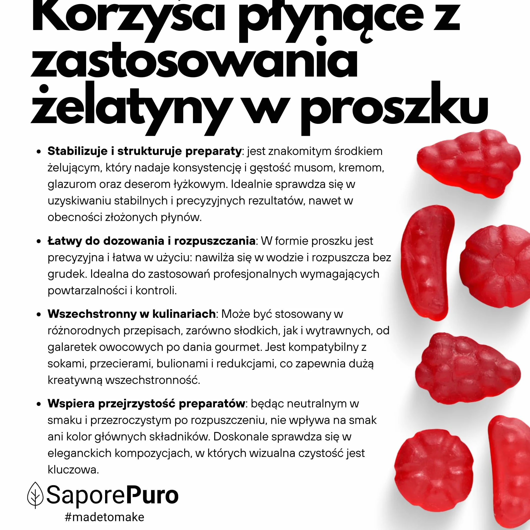 SaporePuro Żelatyna Spożywcza w Proszku 50 g 220 Bloom