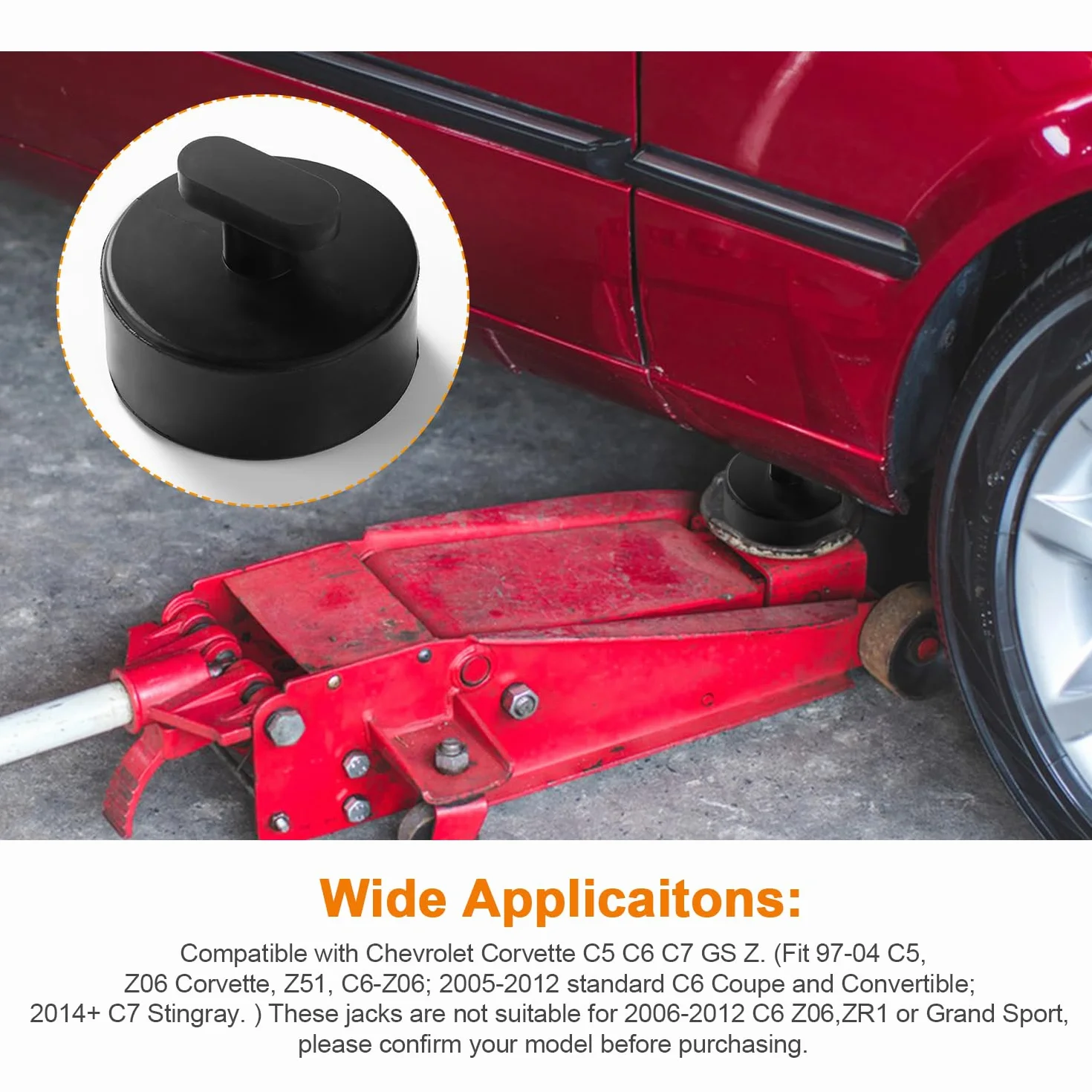 4 Sztuk Gumowa Podkładka do Podnośnika Samochodowego, Adapter Podkładki do Podnośnika, Kompatybilny z Chevrolet Corvette C5 C6 C7
