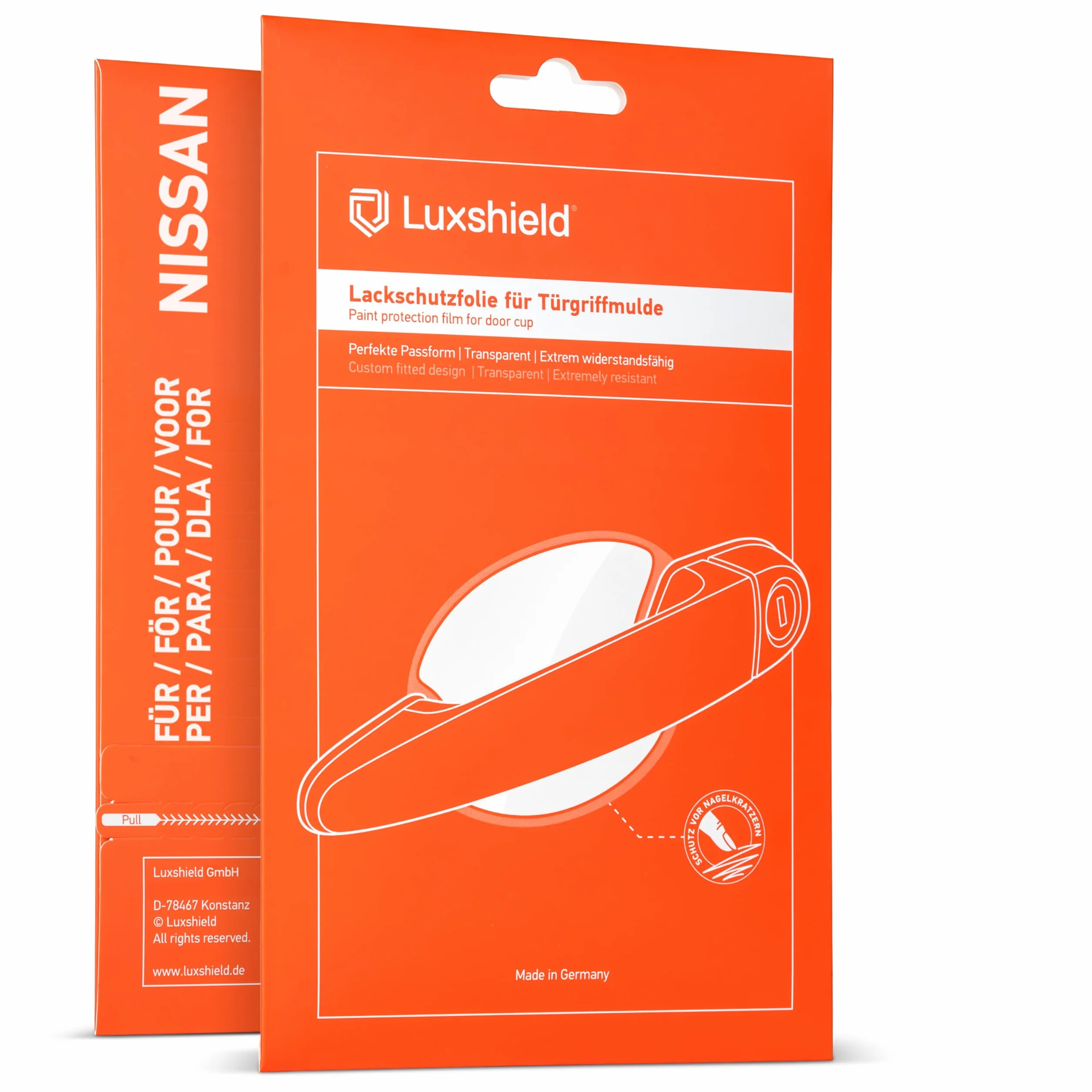 Luxshield folia ochronna na klamki kompatybilny z Nissan Qashqai 3 (III) J12 I 2021-2026 - ochrona przed zarysowaniami, folia ochronna na lakier – przezroczysta błyszcząca