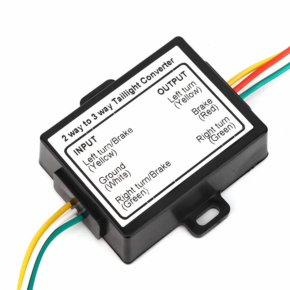 Qiilu 2 do 3-przewodowy konwerter światła tylnego przyczepy, 2 do 3 drutów konwerter przyczepy konwerter wiązki przewodów Układ elektryczny Adapter wiązki przewodów Typ amerykański