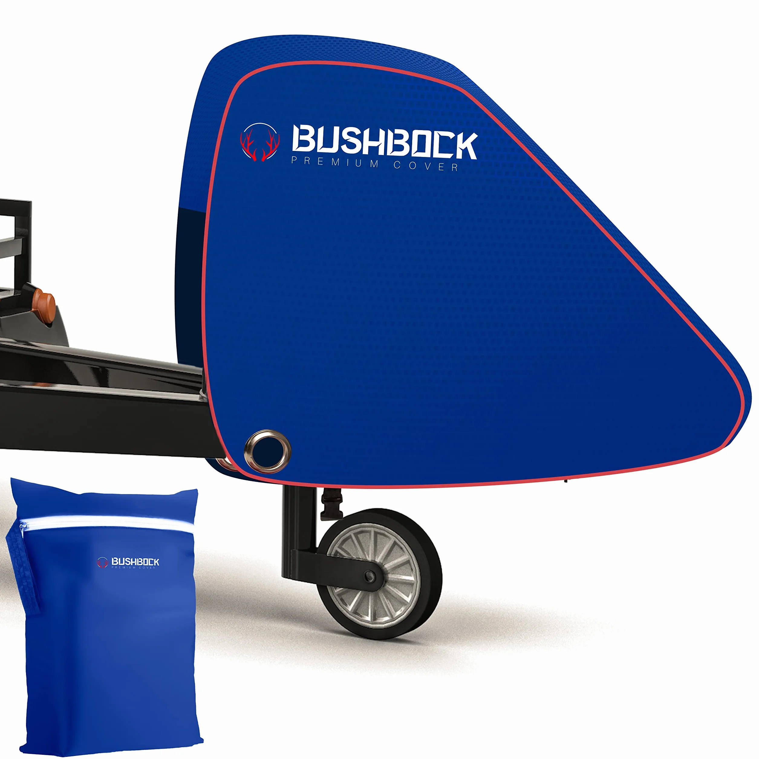 BUSHBOCK® Osłona na dyszel premium z materiału Oxford 600D z powłoką PU i reflektorami. Uniwersalna osłona dyszla - również do przyczep kempingowych/przyczep ze sprzęgłem zapobiegającym i zamkiem skrzynkowym (niebieska)