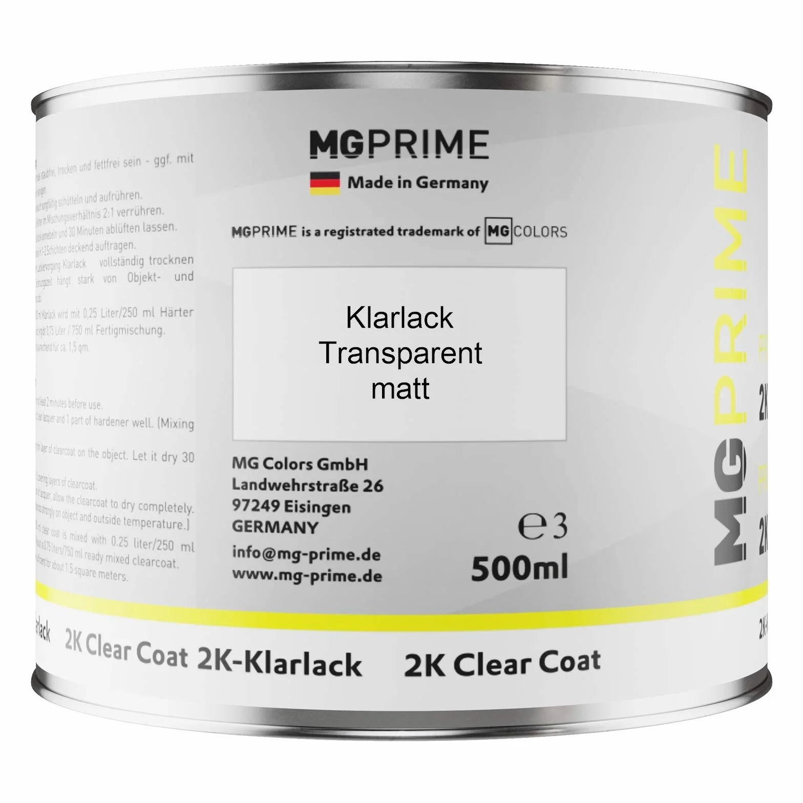 MG PRIME Lakier samochodowy Zestaw puszka gotowa do natrysku dla Mercedes 7818/818 Graphitgrau Magno Pearl/Manufaktur Graphite Grey Magno lakier bazowy + lakier bezbarwny 2K 1,25L