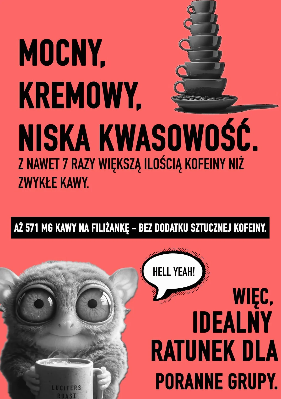 KIQO Kawa ziarnista Robusta 100% 1kg mocna niska kwasowość 571mg kofeiny