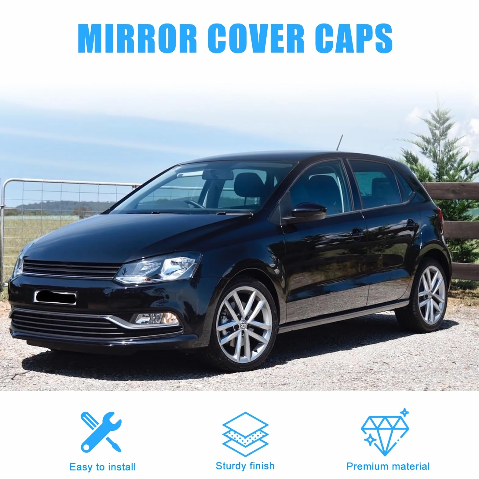 Nakładki na lusterka samochodowe, 1 para nakładek na lusterko wsteczne, osłony lusterek bocznych do VW Polo MK5 2009-2017, czarne