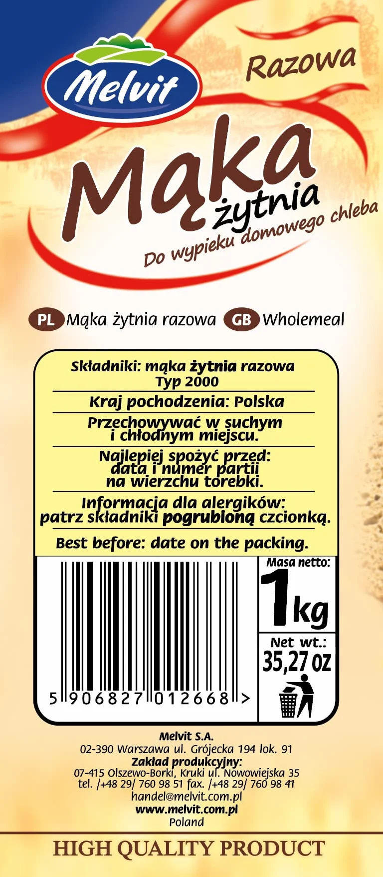 Mąka żytnia razowa 1kg