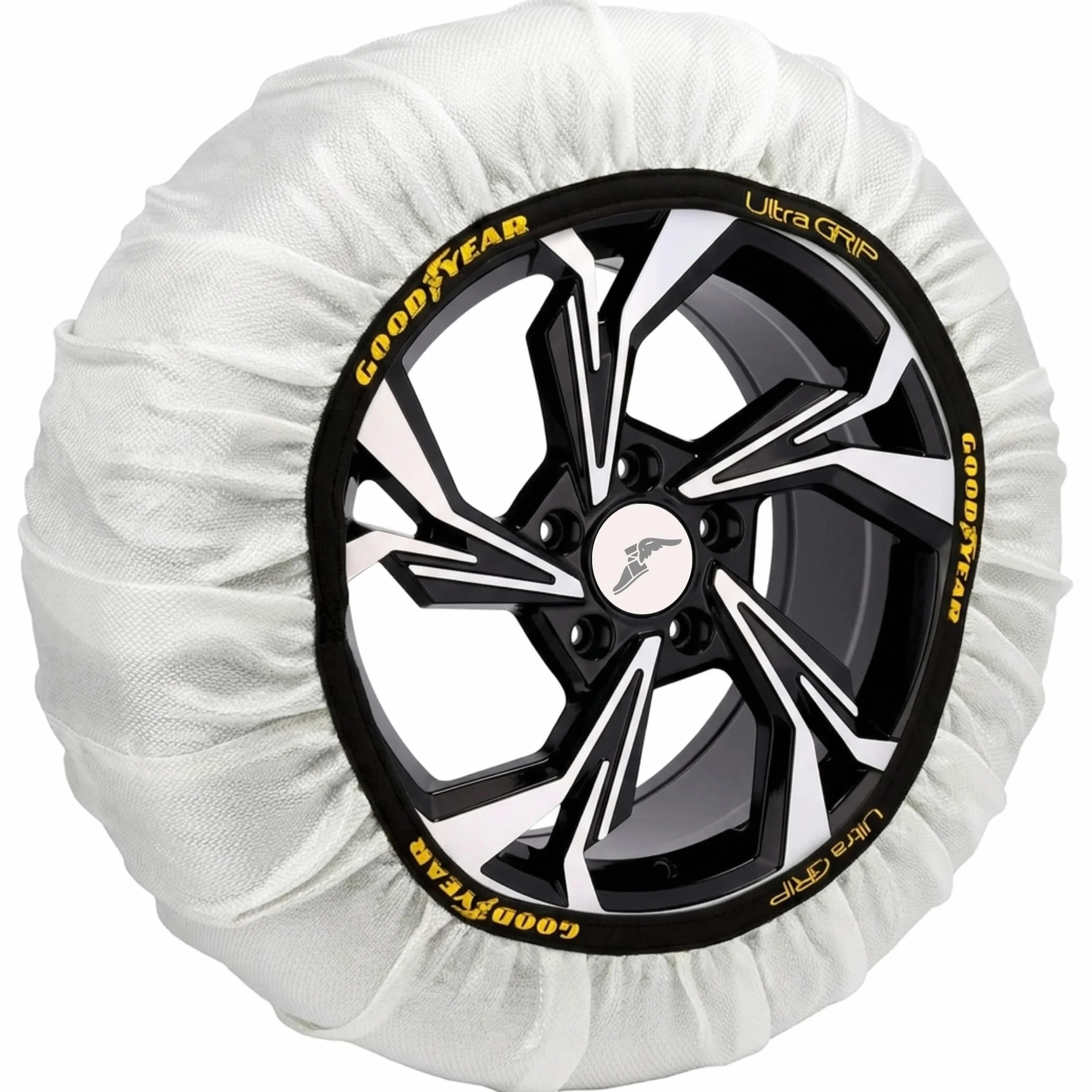 Goodyear Zestaw 2 łańcuchów śnieżnych z tkaniny samochodowej Ultra Grip rozmiar XL, specjalnie do obsługi pojazdu, tekstylia, biały