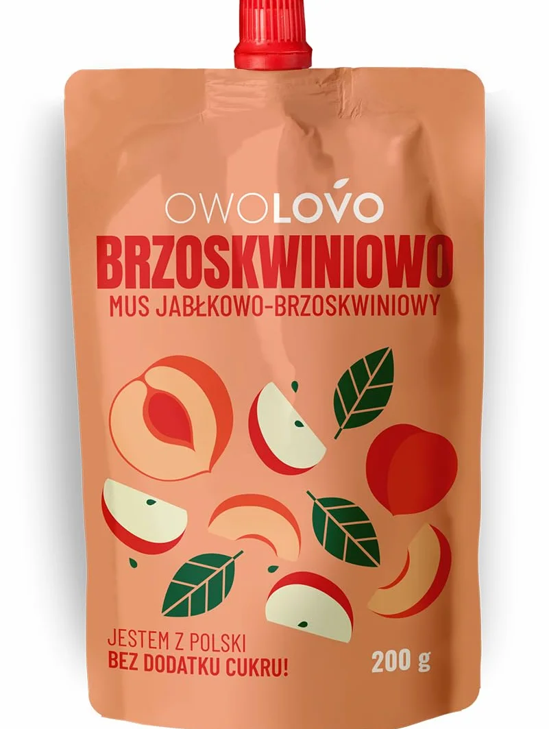 OwoLovo naturalny mus owocowy jabłkowo-brzoskwiniowy 16x200g