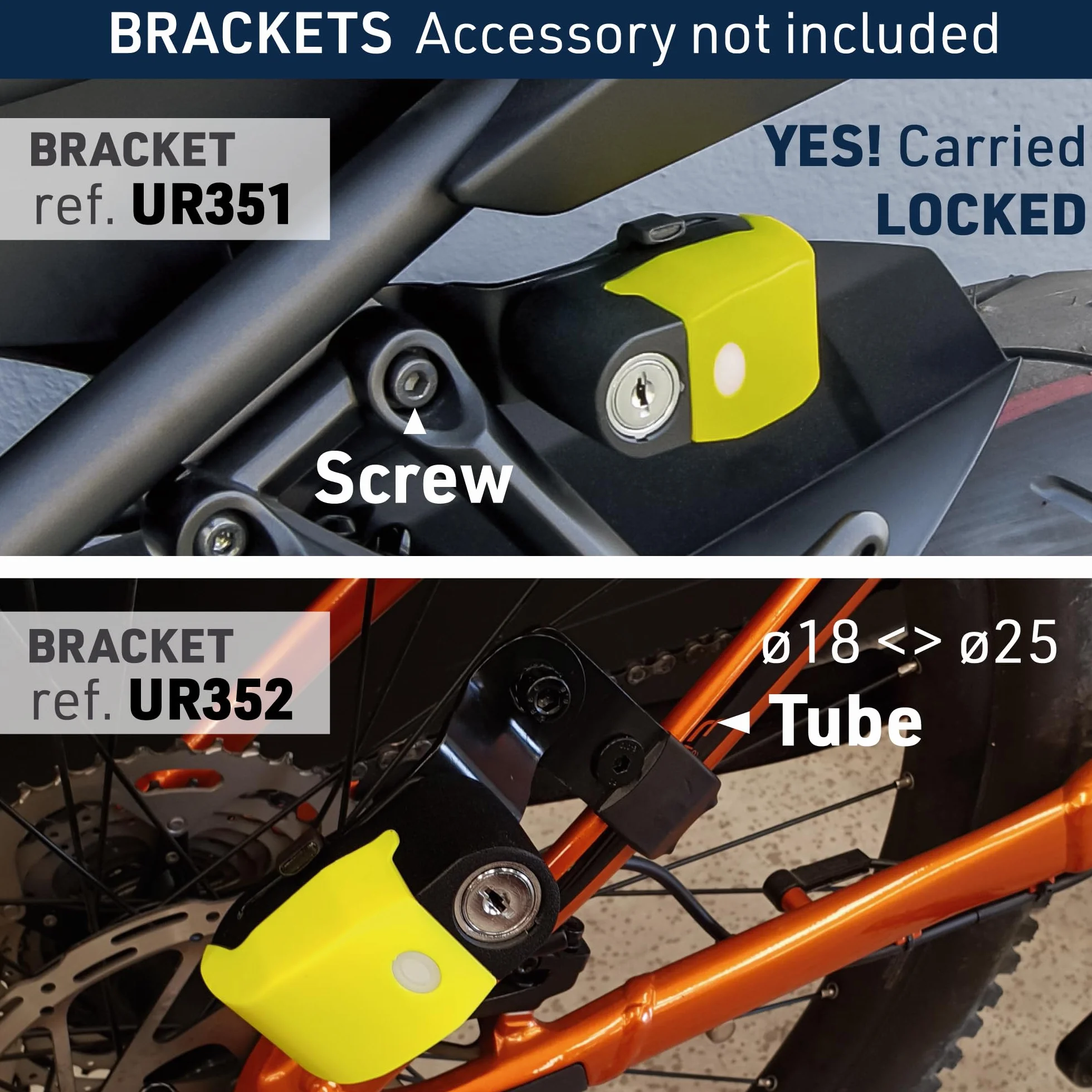 Urban UR6 Blokada Dysku z Alarmem Motocyklowy Alarm Przeciwkradzieżowy 120 dB, 6 mm