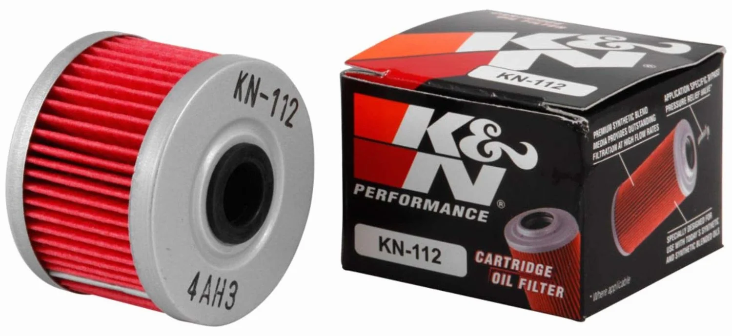 K&N Powersports Filtr oleju – kartusz 50 x 37 mm, kompatybilny z Kawasaki, Honda, gazem gazowym, Dinli (KN-112)