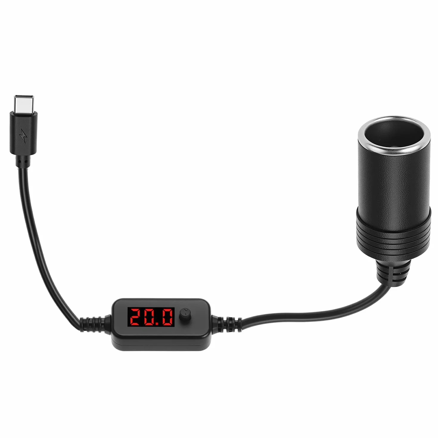 QWORK USB-C Zapalniczka do zapalniczki samochodowej, gniazdo zapalniczki samochodowej 12 V, do rejestratora jazdy, ładowarka samochodowa