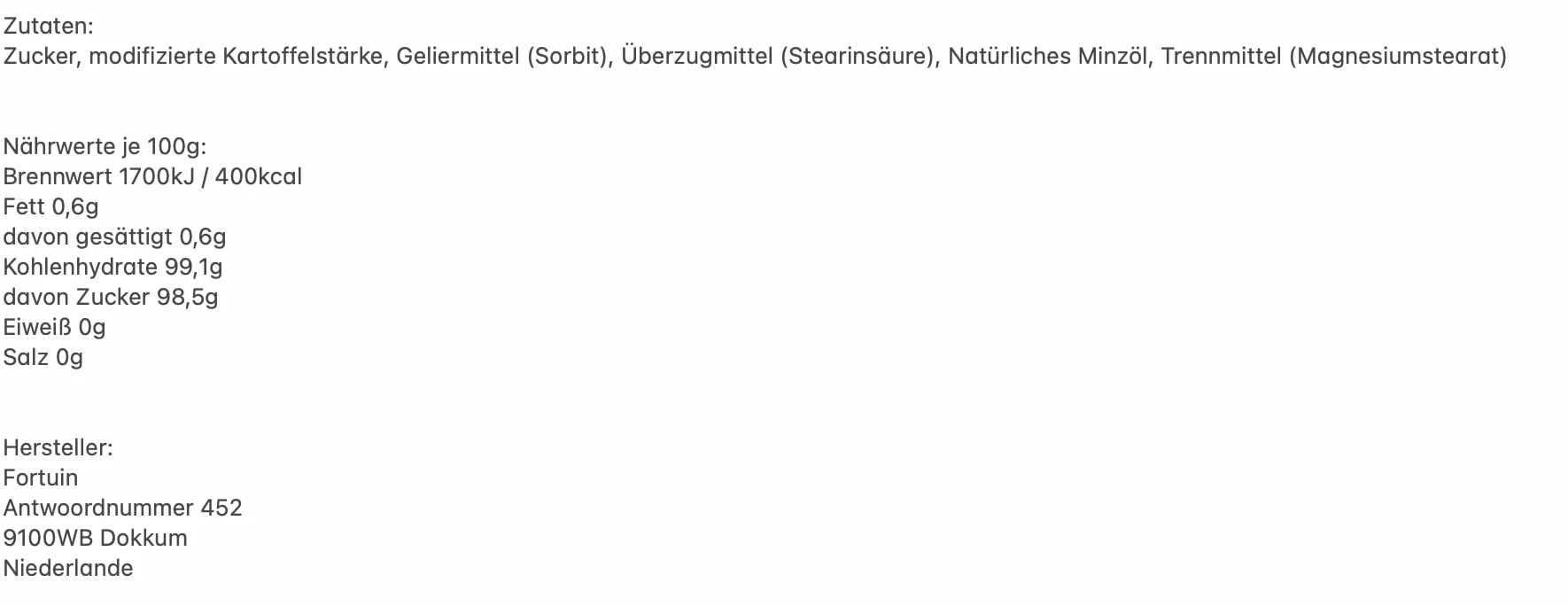 Wilhelmina pepermunt vegan 75 stuks