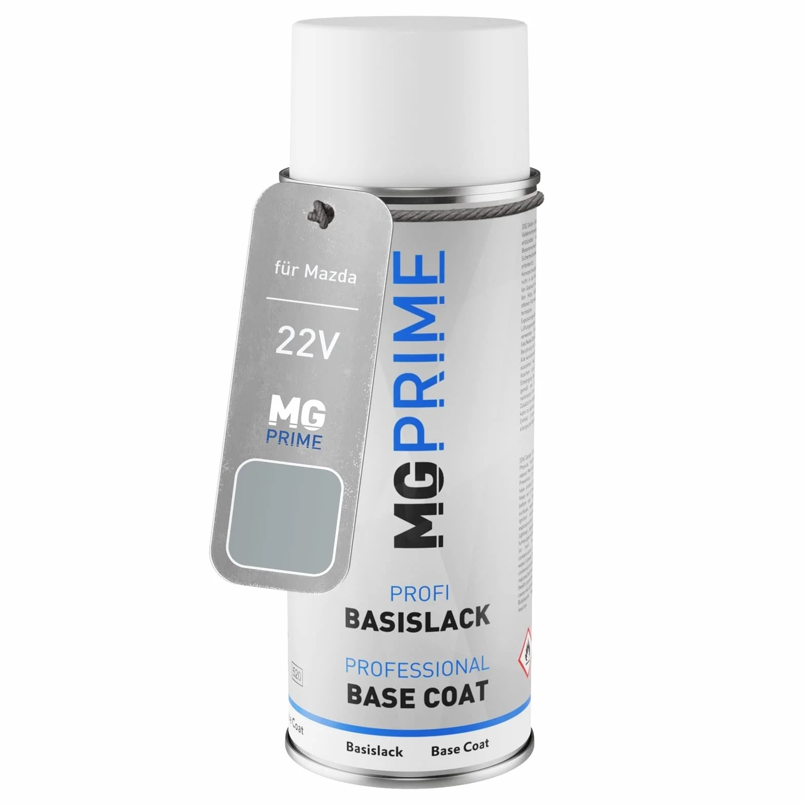 MG PRIME Lakier samochodowy Puszka z aerozolem dla Mazda 22V Sunlight Silver Metallic/Satinsilber Metallic Puszka z aerozolem bazowym 400ml