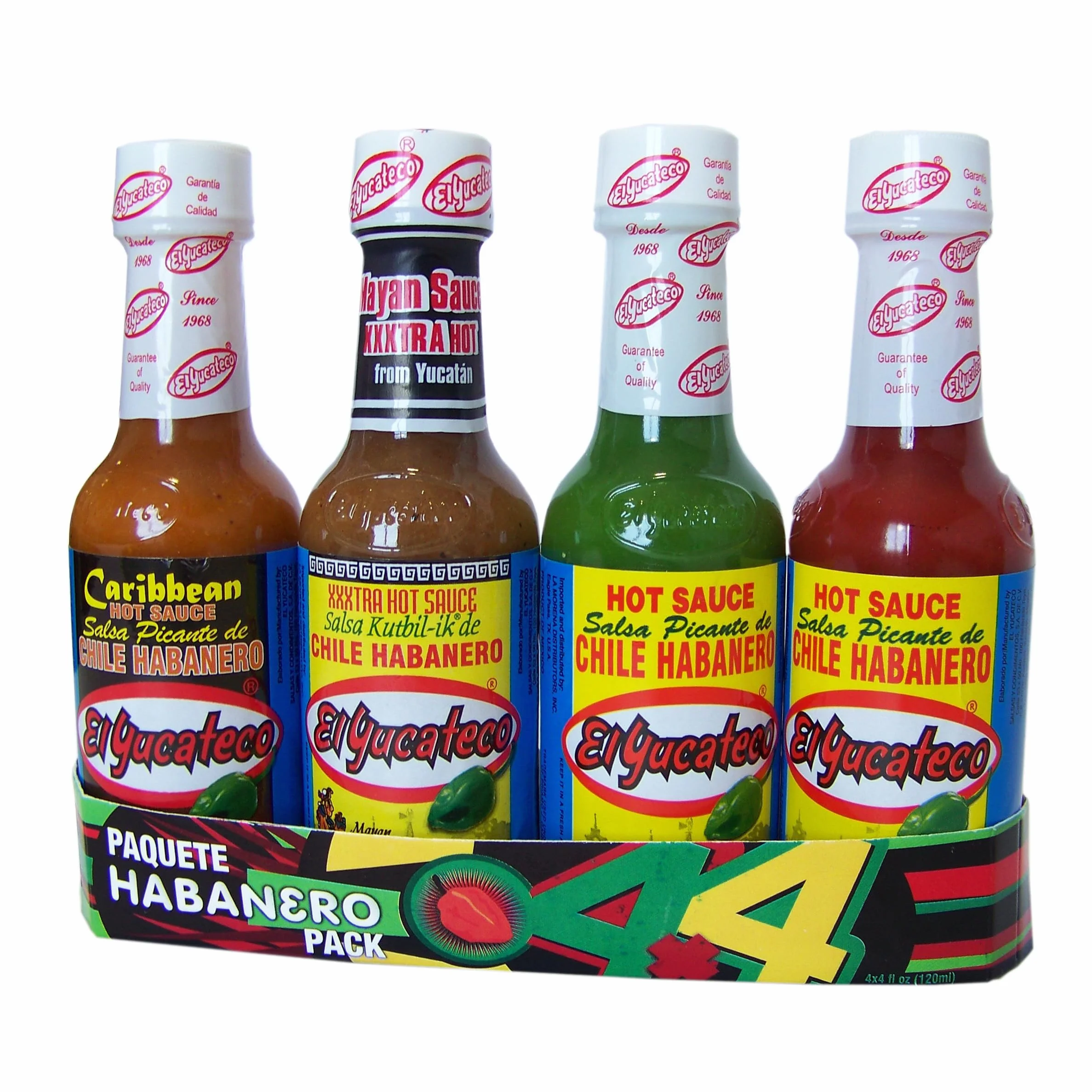 El Yucateco Zestaw 4 Sosów Pikantnych, 1 Sos Czerwony, 1 Sos Zielony, 1 Sos Ekstra Pikantny, 1 Sos Karaibski