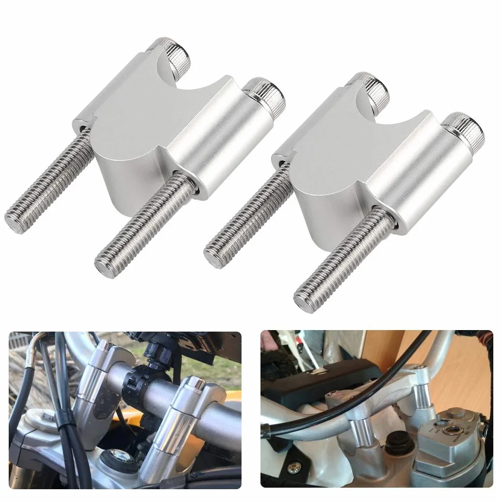 Podwyższenie kierownicy 22 mm, riser Hornet, riser, 7/8", 22 mm, uniwersalna modyfikacja kierownicy motocykla, zaciski ze stopu aluminium, srebro