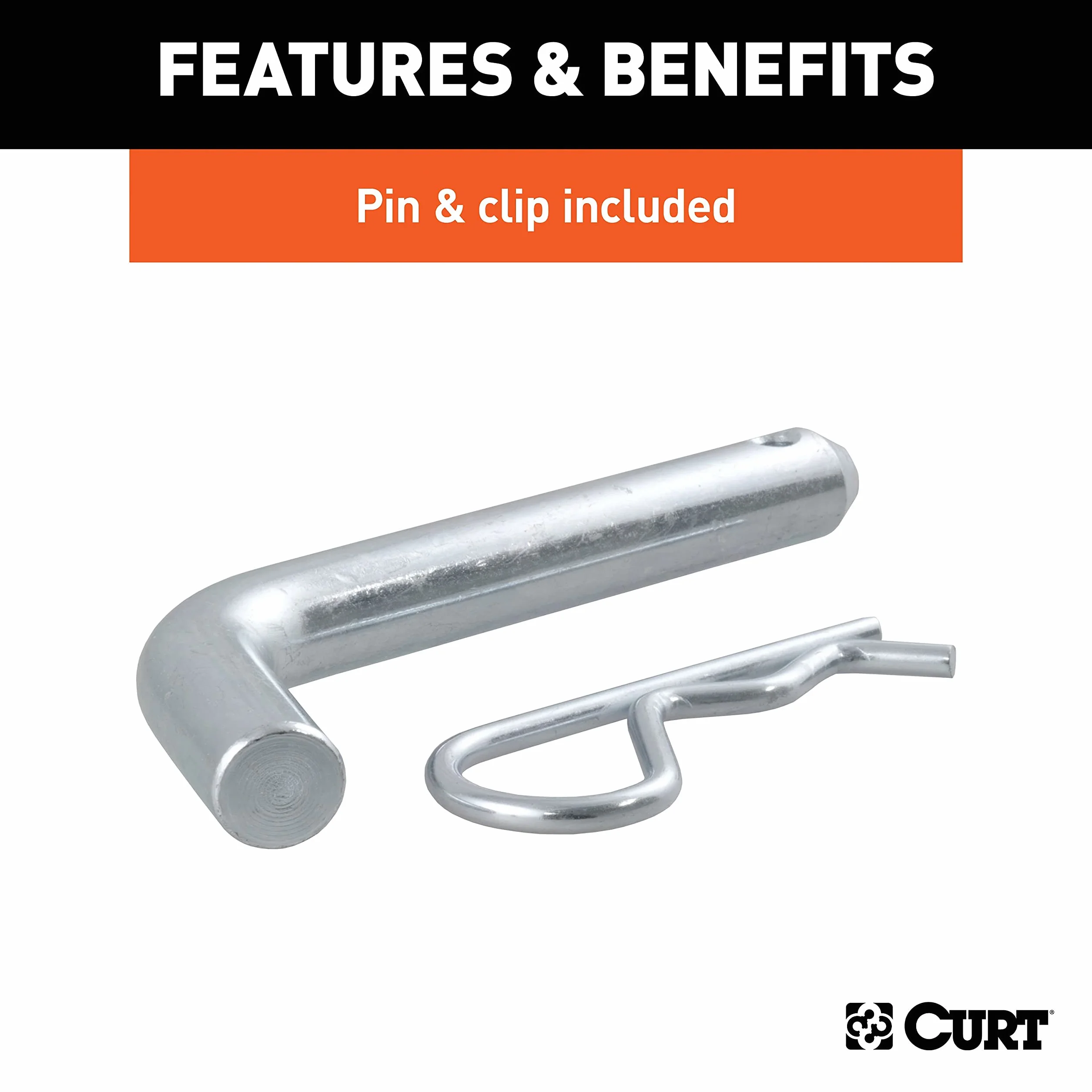 CURT 45056 Trailer Hitch Mount with 2-Inch Ball & Pin, Fits 2-In Receiver, 7,500 lbs, 4-Inch Drop, Gloss Black Powder Coat