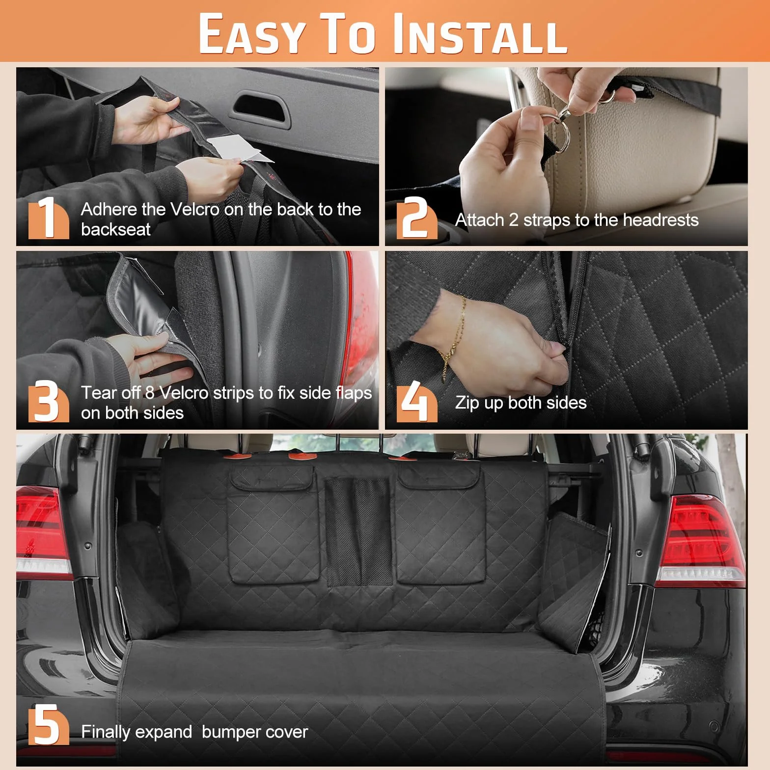 Gimars SUV Cargo Liner Dla Psów, 190 X 105 Cm Wodoodporna I Antypoślizgowa Mata Do Bagażnika Z Klapką Zderzaka I Bocznymi Klapami Ochronnymi, Uniwersalna Do Samochodów SUV, Ciężarówek I Vanów