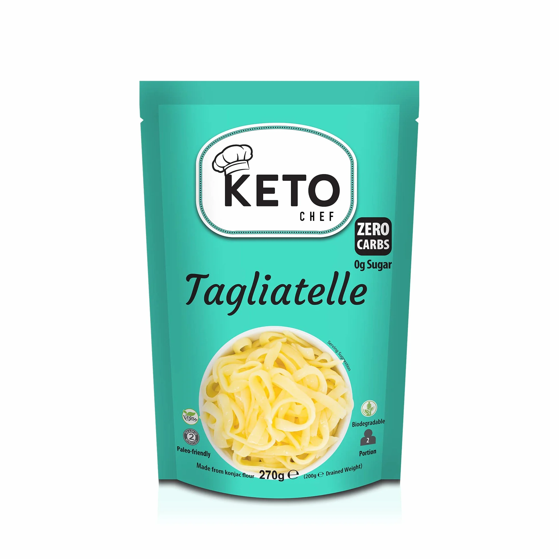 Keto Bezglutenowe Konjac Tagliatelle Wegańskie Bez Cukru Makaron Niskowęglowodanowy Gotowy do Spożycia 270 g