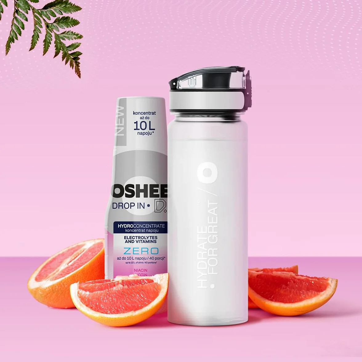 OSHEE DROP IN Zero Hydrokoncentrat Grejpfrutowy 500ml z Elektrolitami i Witaminami 10L Napoju 40 Porcji