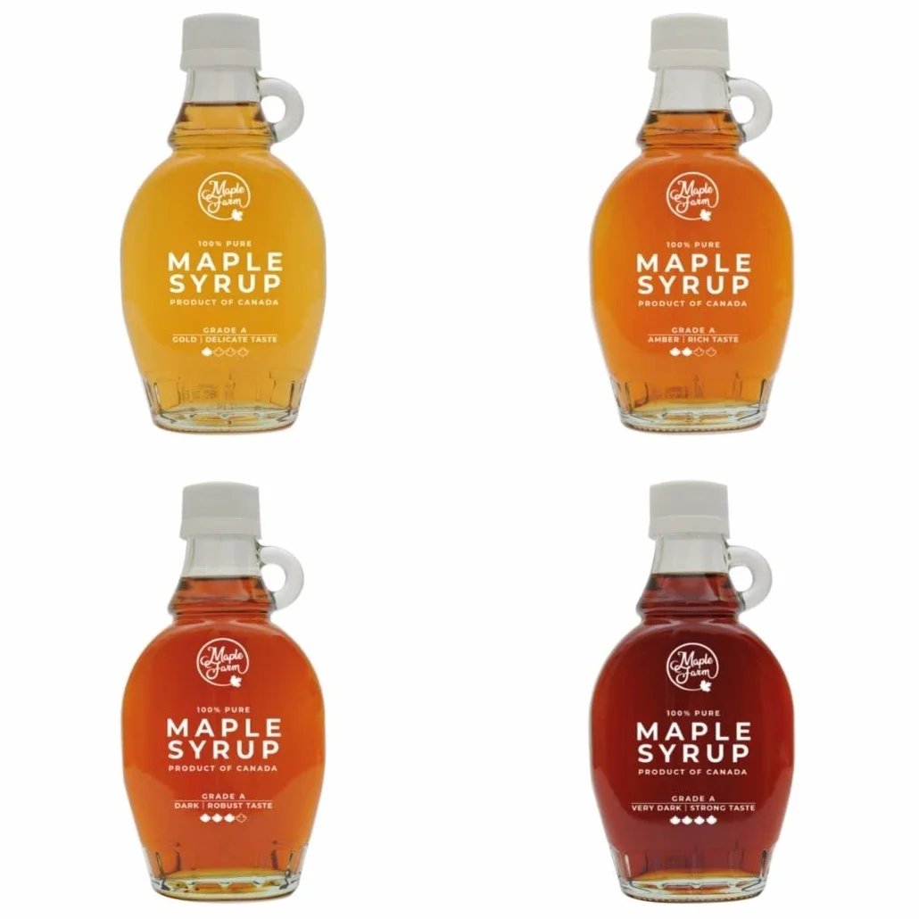 MapleFarm Czysty syrop klonowy Pakiet odmian 4 x 189 ml Gold Amber Dark Very Dark