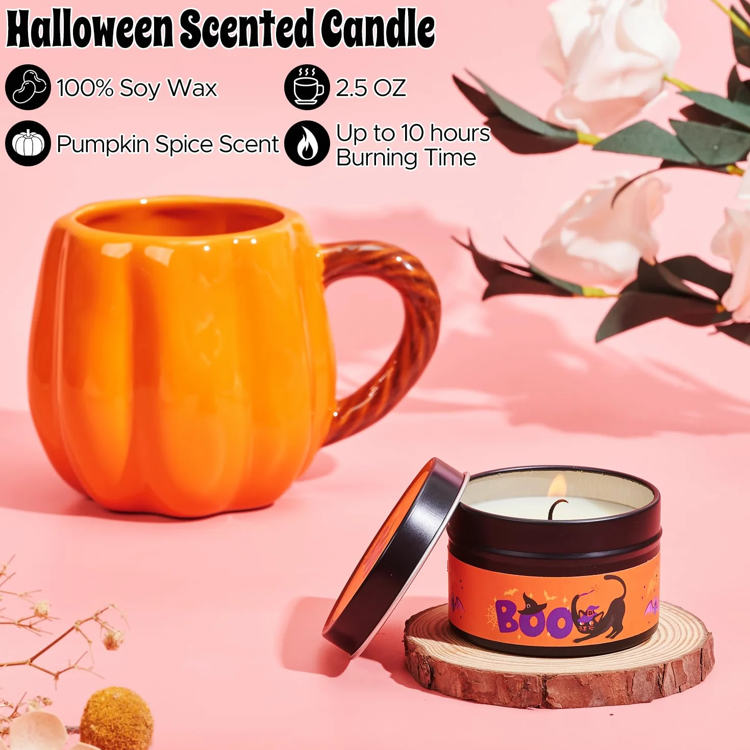 Boo Basket Prezenty dla kobiet, nastolatek, dziewcząt, wypełniacz do koszyka, dla nastolatków, dorosłych, z kubkiem z dynią, świeca zapachowa, skarpety na Halloween, prezent dla przyjaciół rodziny