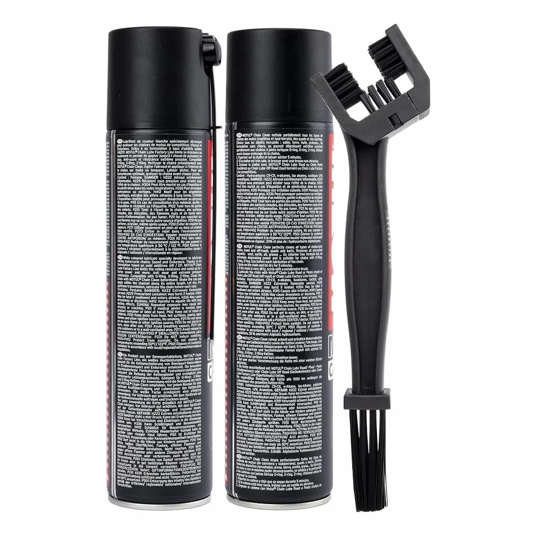 Motul C4 zestaw do czyszczenia łańcucha lubrykantu 400 ml + C1 400 ml + szczotka do czyszczenia łańcucha
