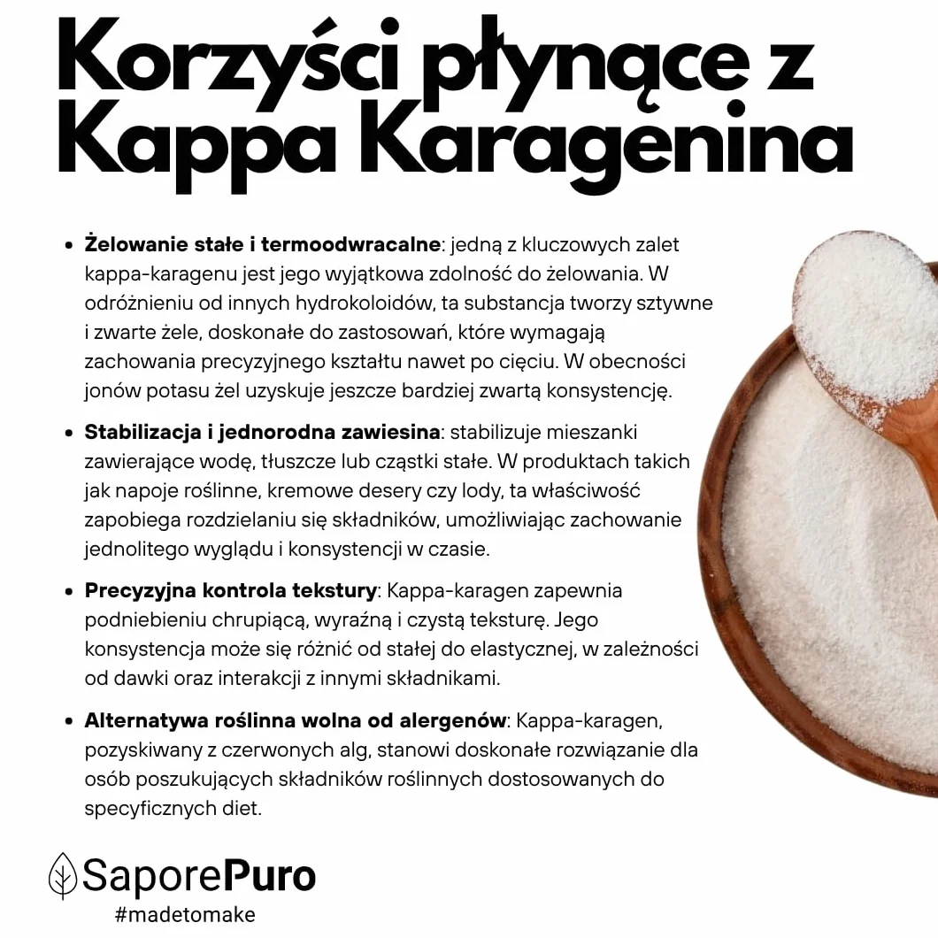 SaporePuro Kappa-Karagen w Proszku 50 g – Środek Żelujący i Stabilizator Bez Glutenu