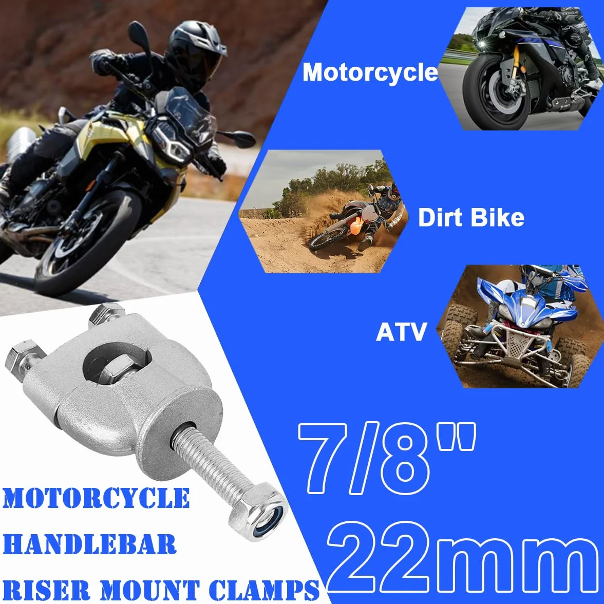 ZAMDOE 7/20.3 cm 22 mm podstopnice kierownicy motocykla, uniwersalny uchwyt, zacisk do motocykla, motocykla, Pit, Dirt Bike, ATV, off-road, adapter do kierownicy