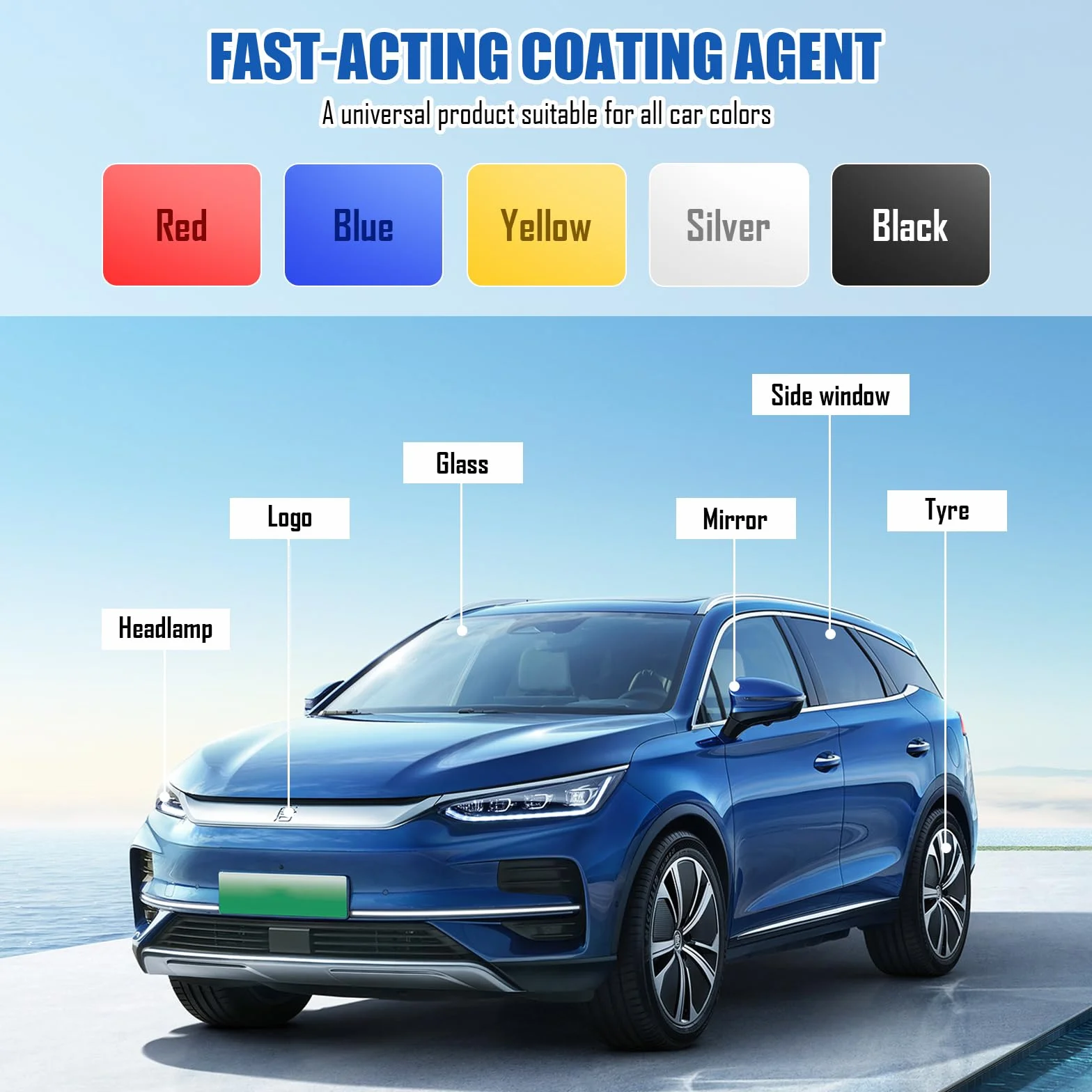 Quick Effect Coating Agent for Car, środek do szybkiego działania, 3 sztuki lakieru samochodowego, odporny na działanie wody, olejoodporny