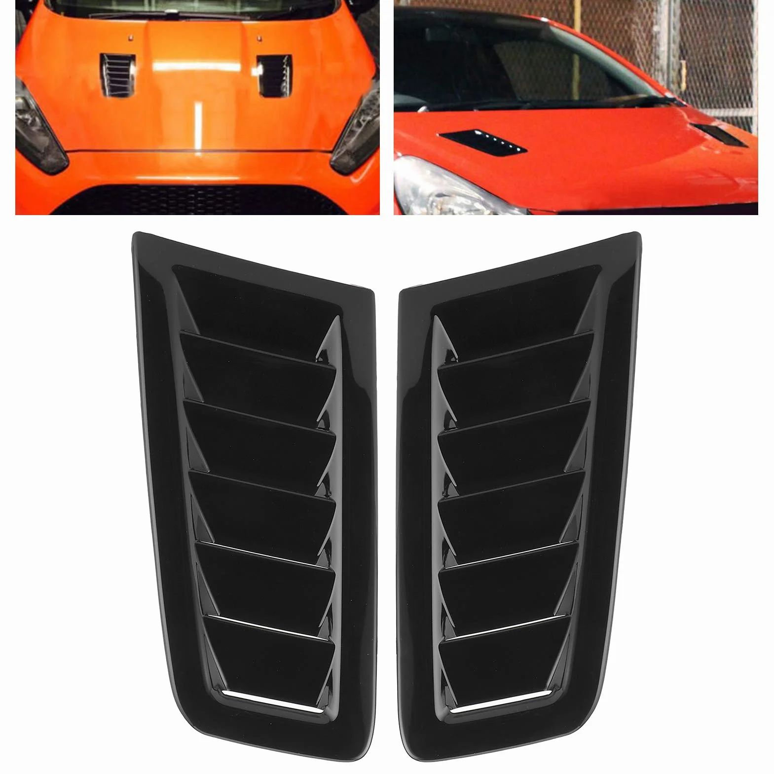 Akozon Maska samochodu Vent Scoop Kit Przepływ powietrza Okiennice wlotu powietrza Kaptur Vent Osłona maski dla Focus RS MK2 Style (czarny)