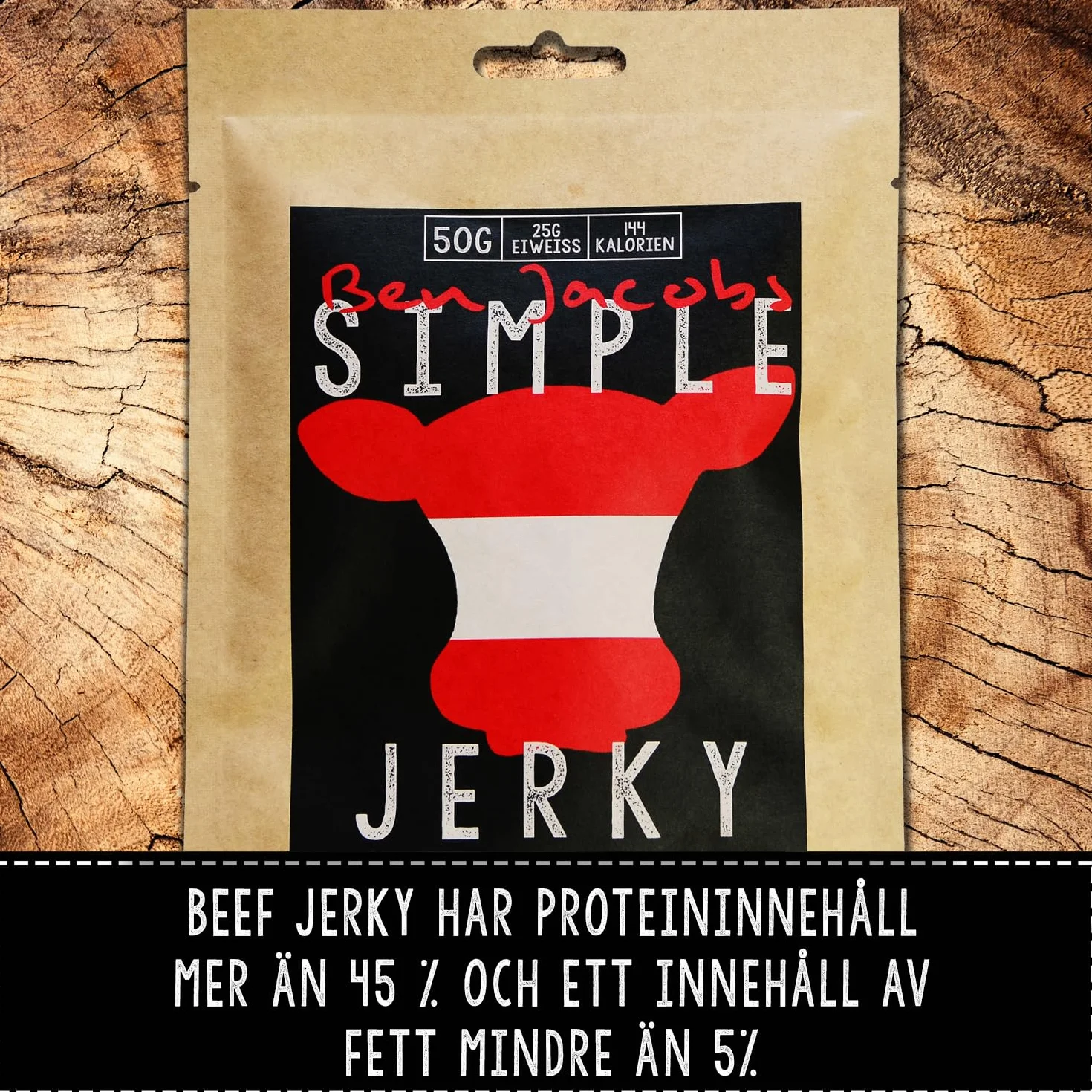 Beef Jerky pudełko na próbki, 5 x 50 g, ręcznie wykonane, austriackie pastwiska, sucha mięso premium bez dodatków chemicznych