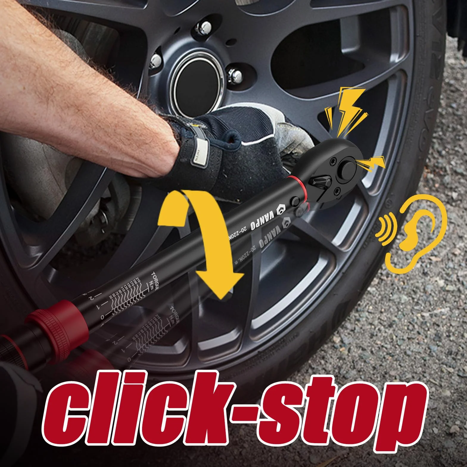 VANPO Klucz dynamometryczny 1/2" 20-220 Nm 7-częściowy zestaw