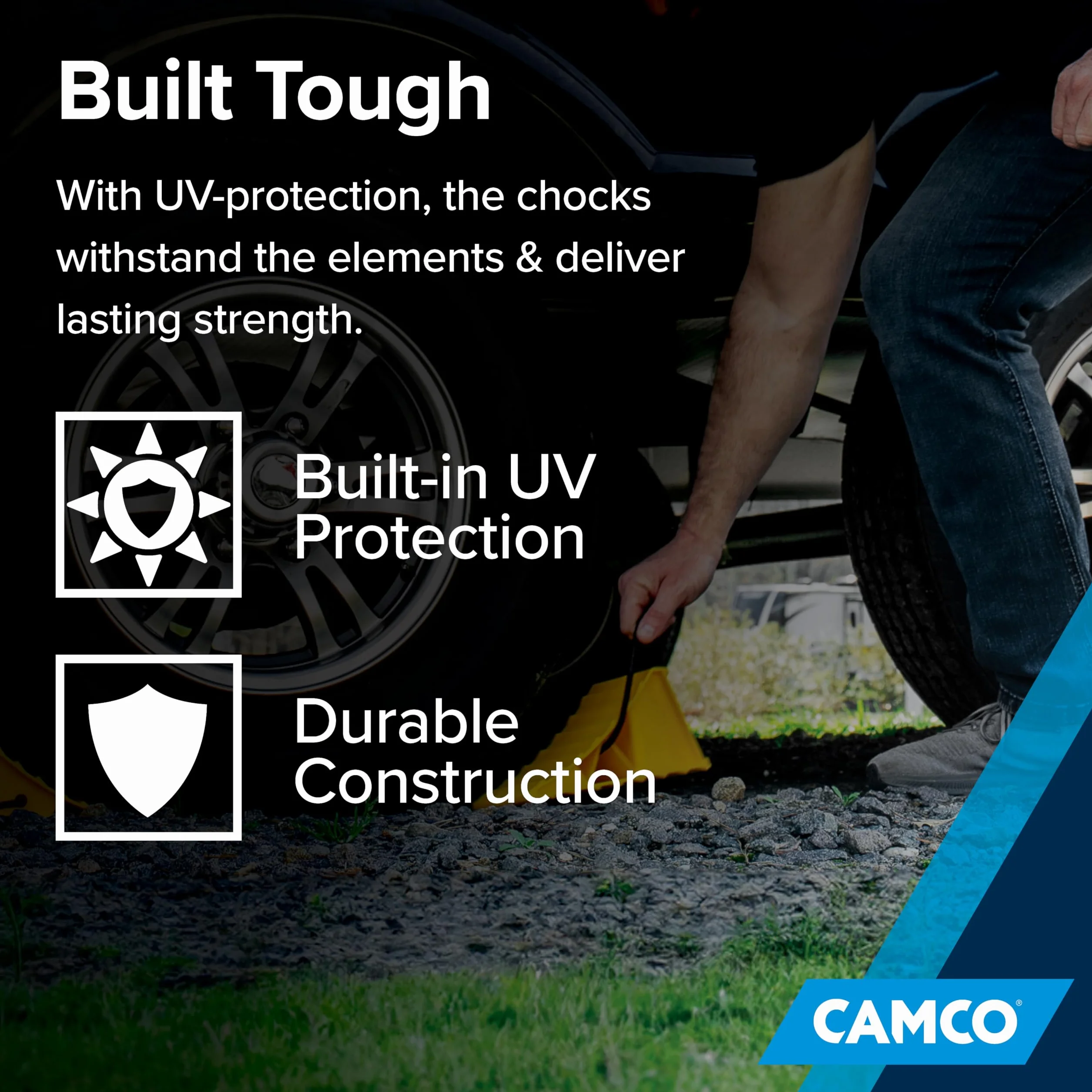 Camco 44471 Klin do kół z liną, 2 sztuki, zestaw 2 szt